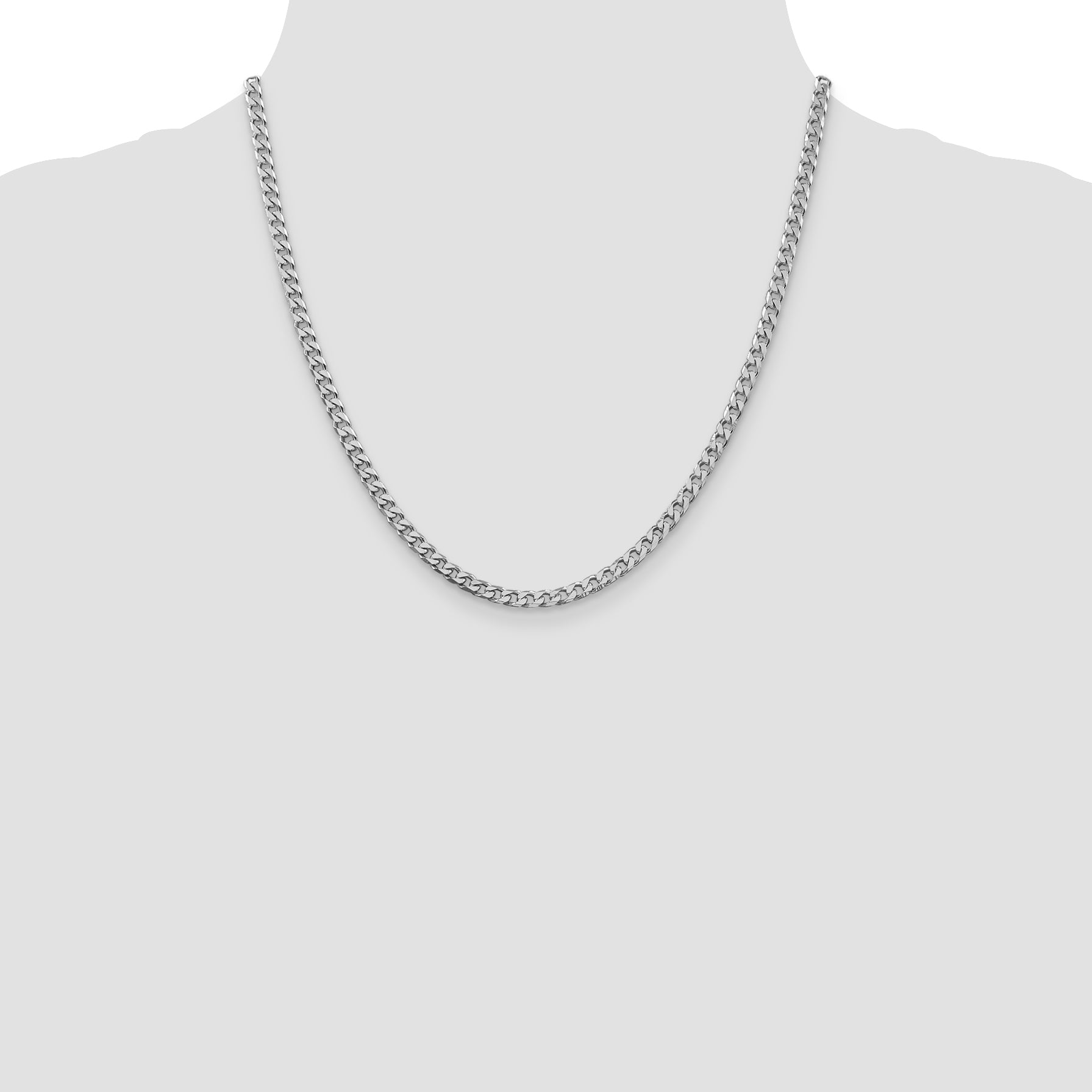 Sterling Silver Rhodium-plated Polished 3.5mm Curb Chain