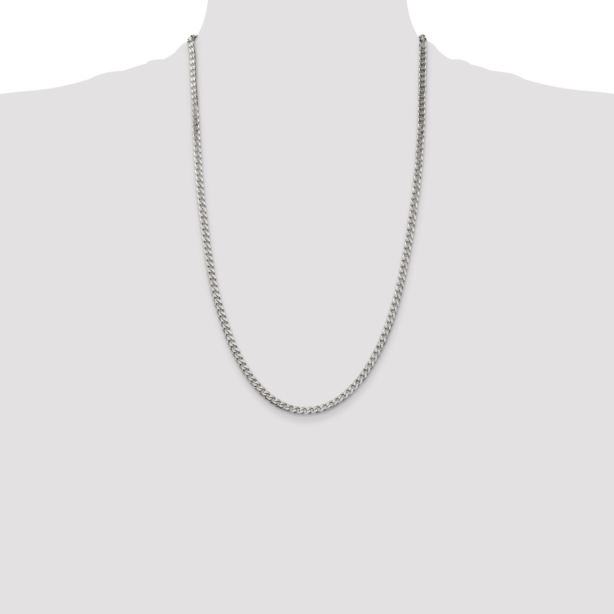 Sterling Silver Rhodium-plated Polished 3.5mm Curb Chain