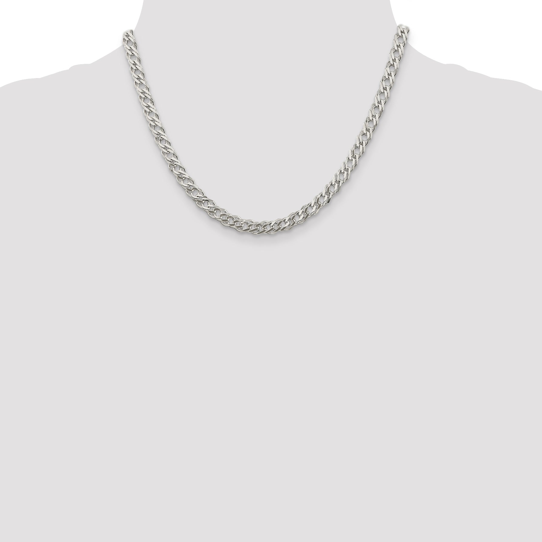 Sterling Silver 5.25mm 6 Side D/C Flat Double Curb Chain