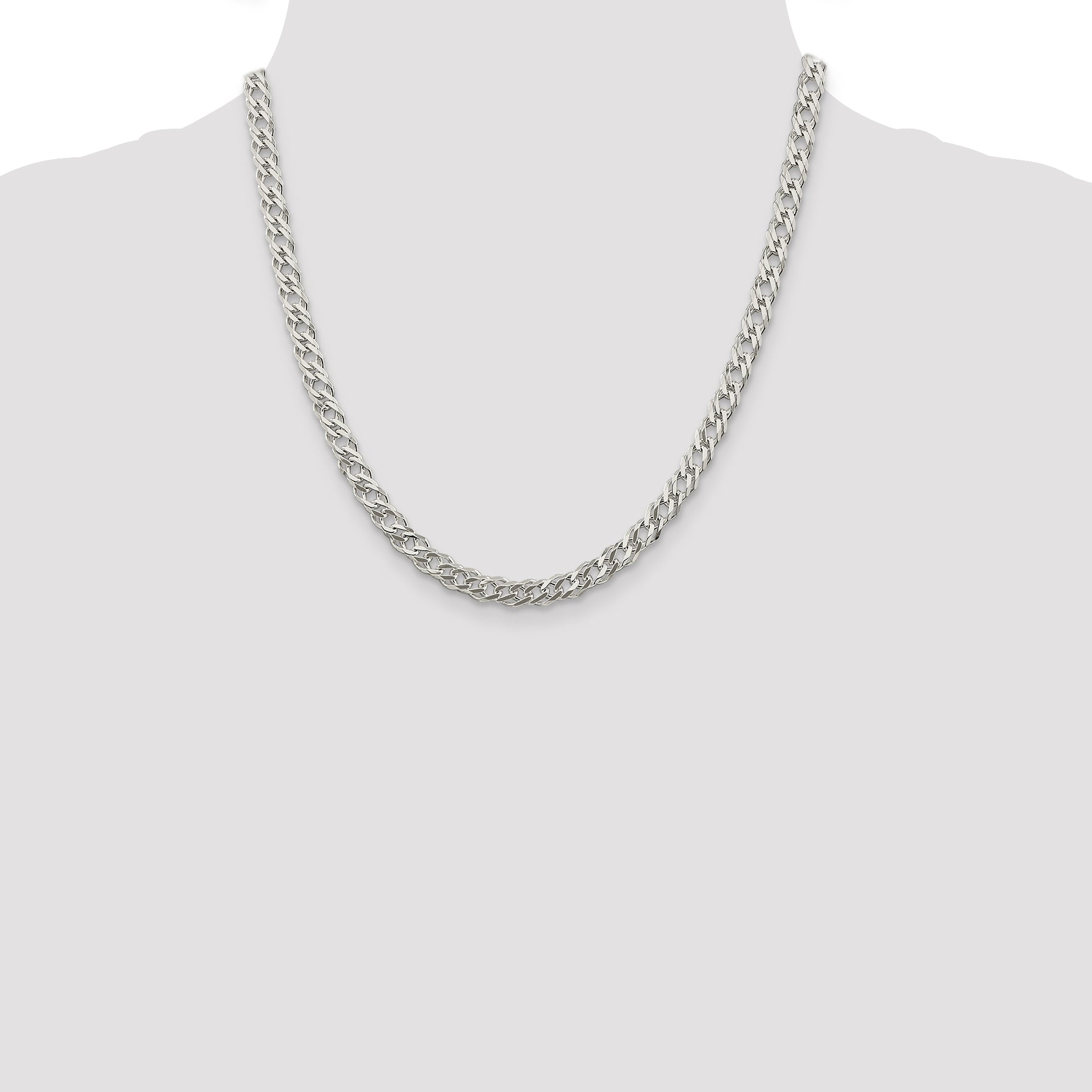 Sterling Silver 5.25mm 6 Side D/C Flat Double Curb Chain