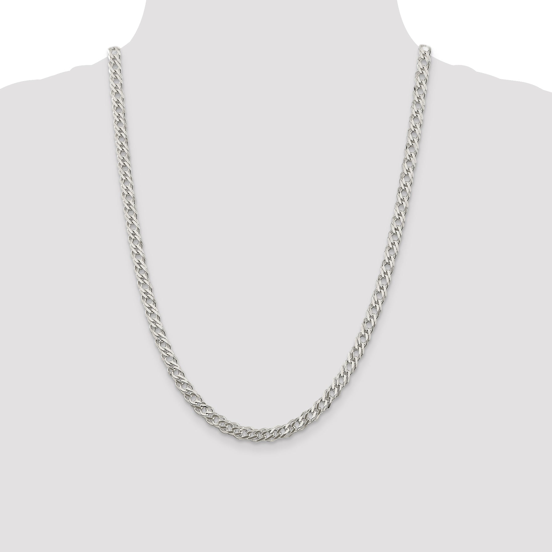 Sterling Silver 5.25mm 6 Side D/C Flat Double Curb Chain