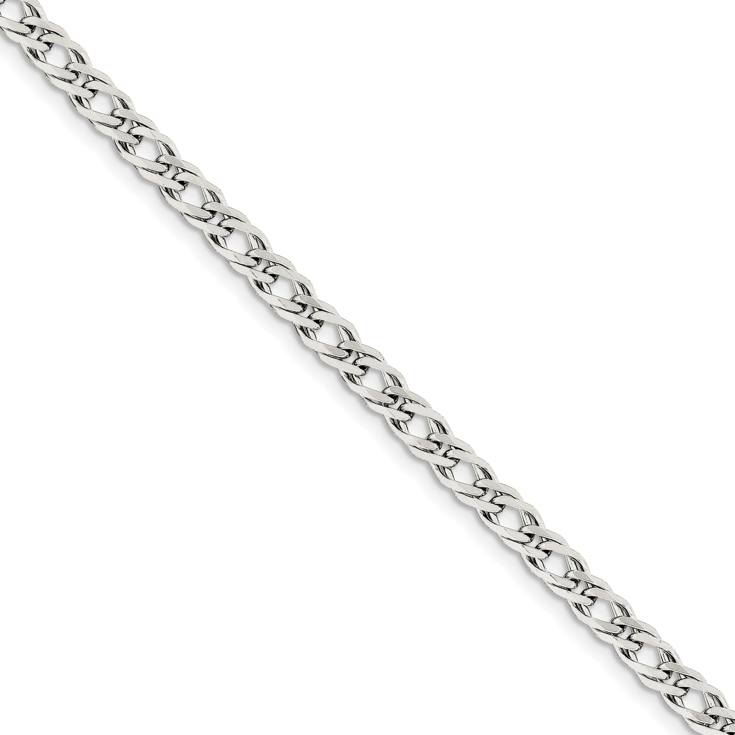 Sterling Silver 5.25mm Double 6 Side Diamond Cut Flat Link Curb Chain