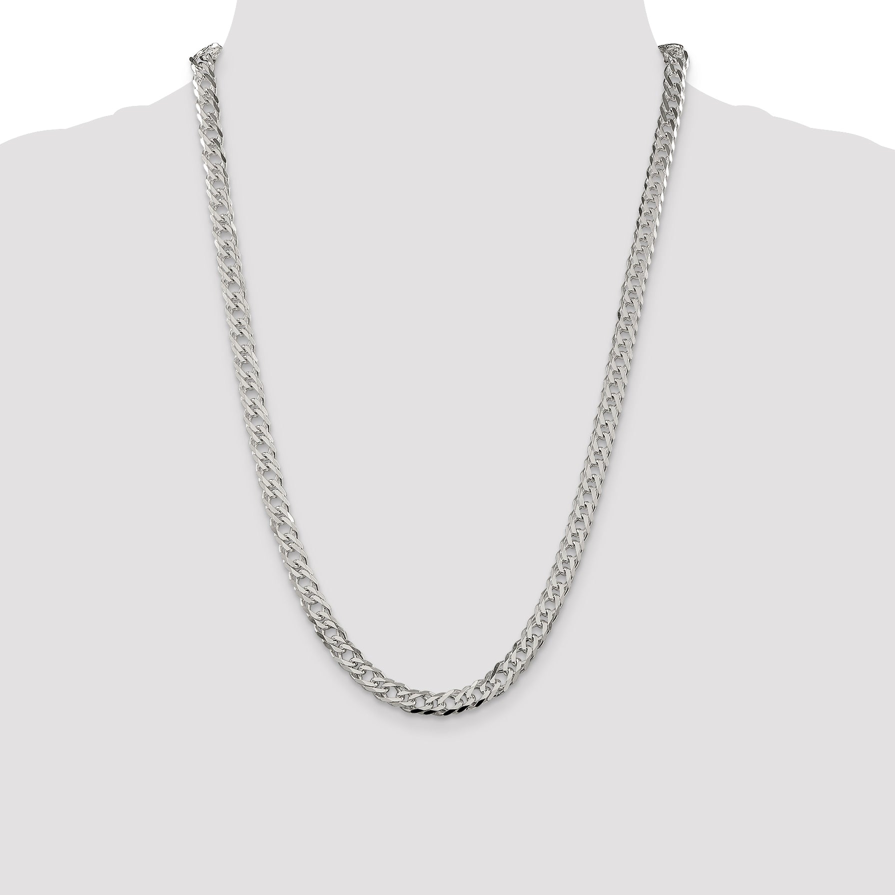 Sterling Silver 6.25mm 6 Side D/C Flat Double Curb Chain