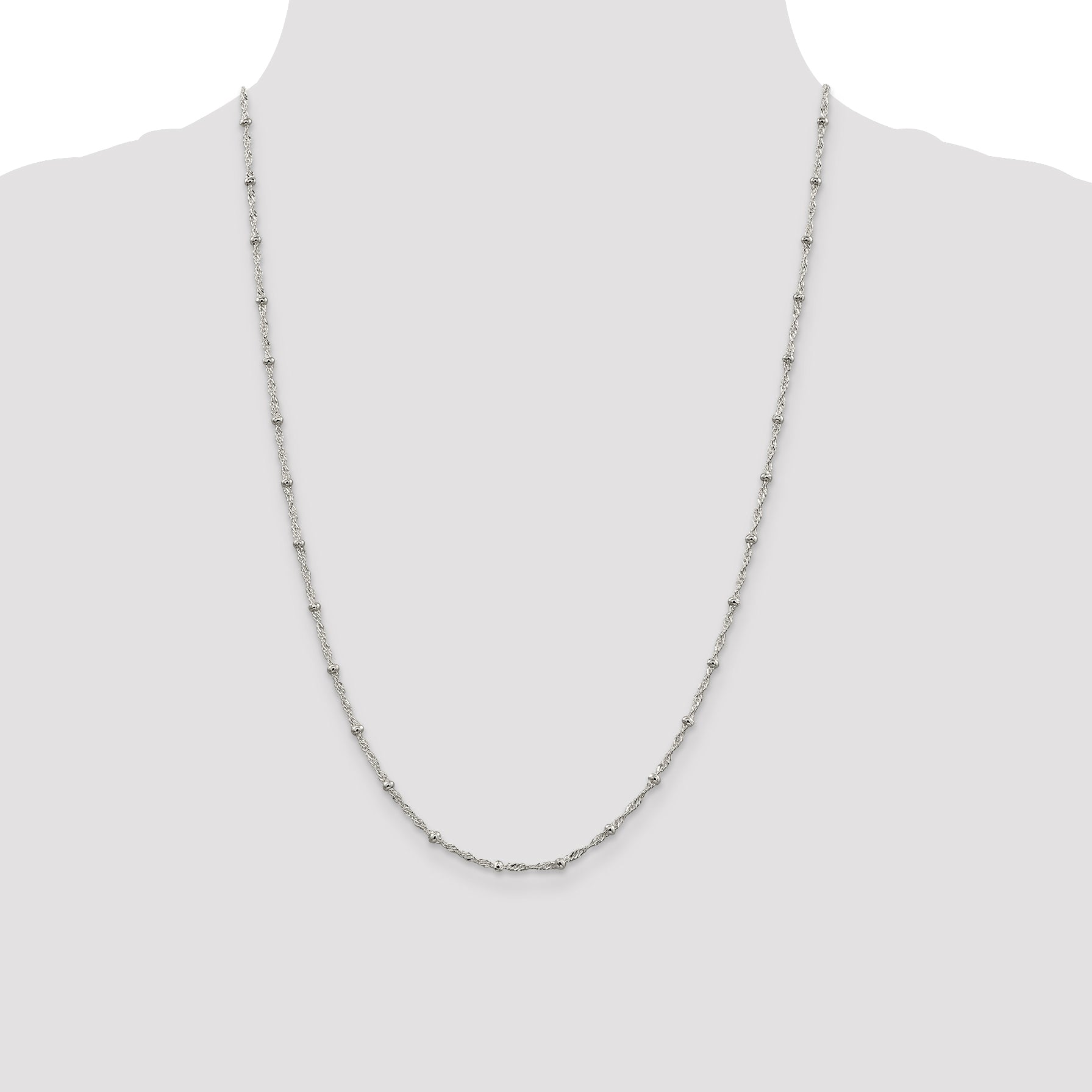 Sterling Silver 2.5mm Singapore w/ Beads Chain