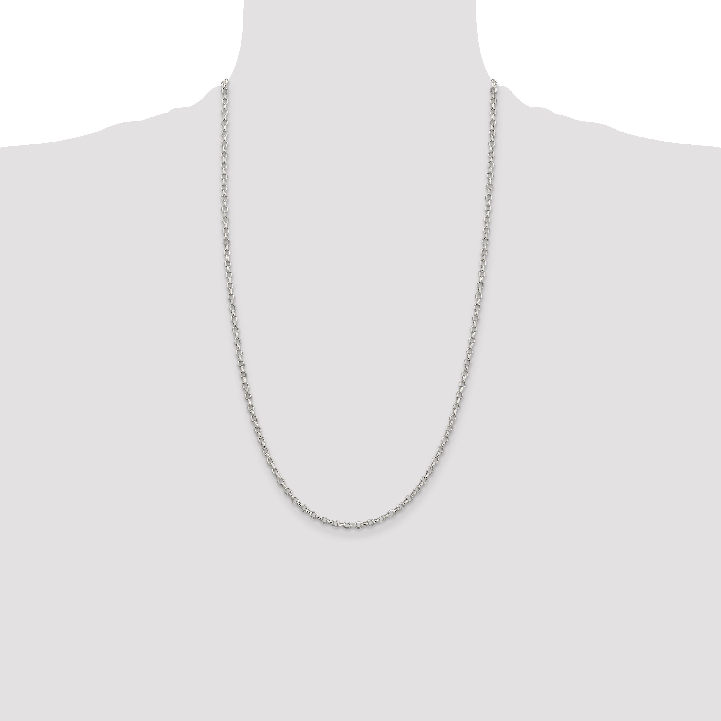 Sterling Silver 2.75mm Oval Fancy Rolo Chain