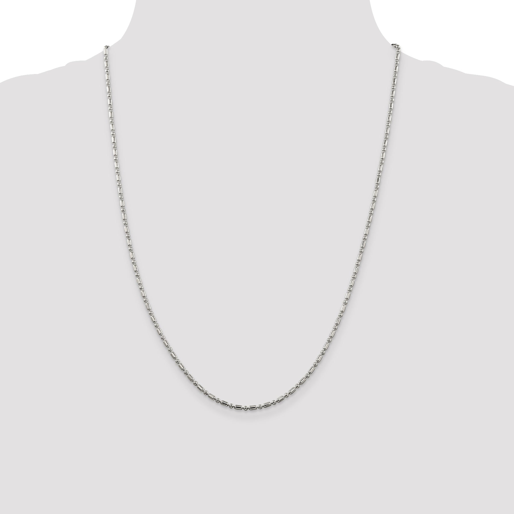 Sterling Silver 2mm Fancy Beaded Chain