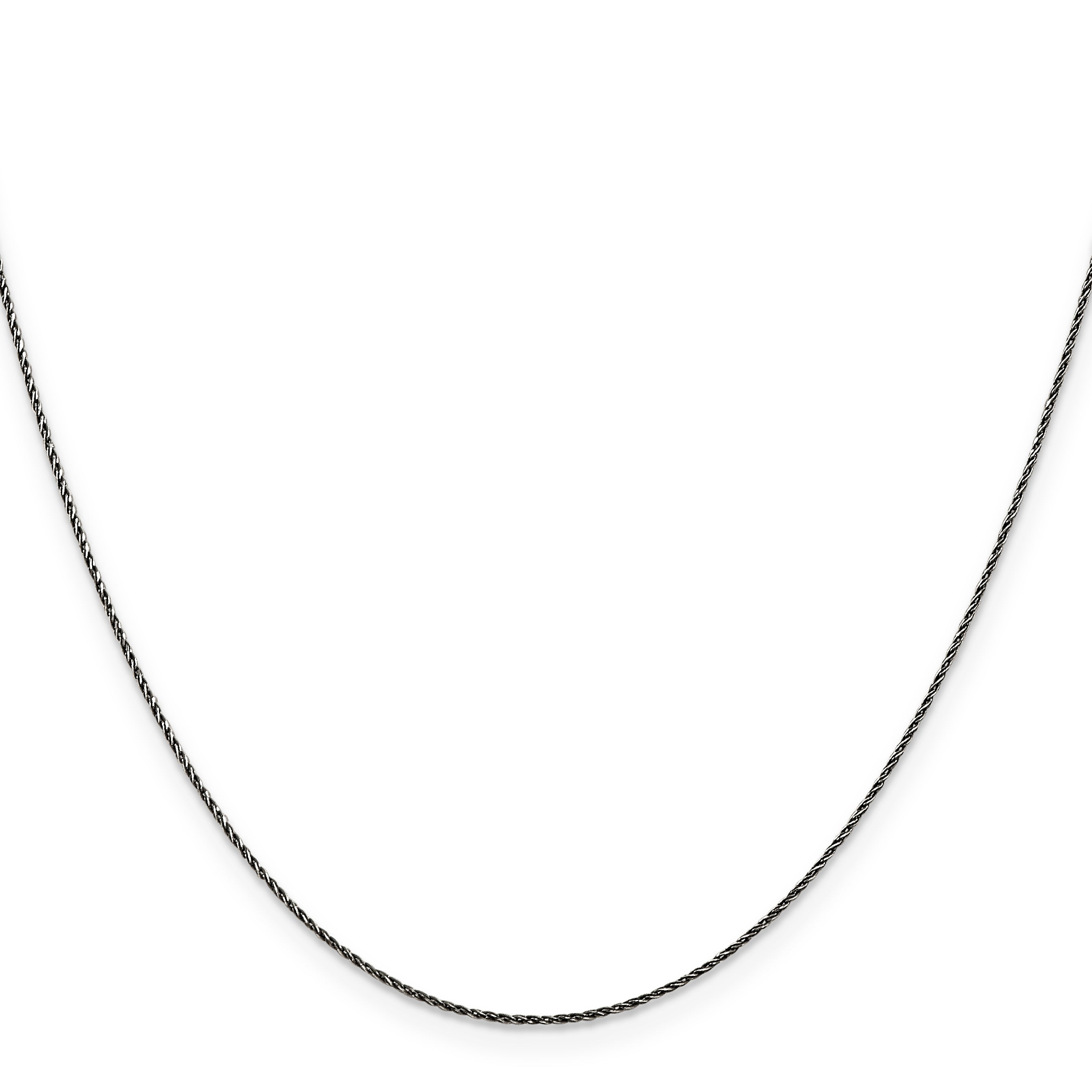 Sterling Silver Ruthenium-plated .75mm Twisted Tight Wheat Chain