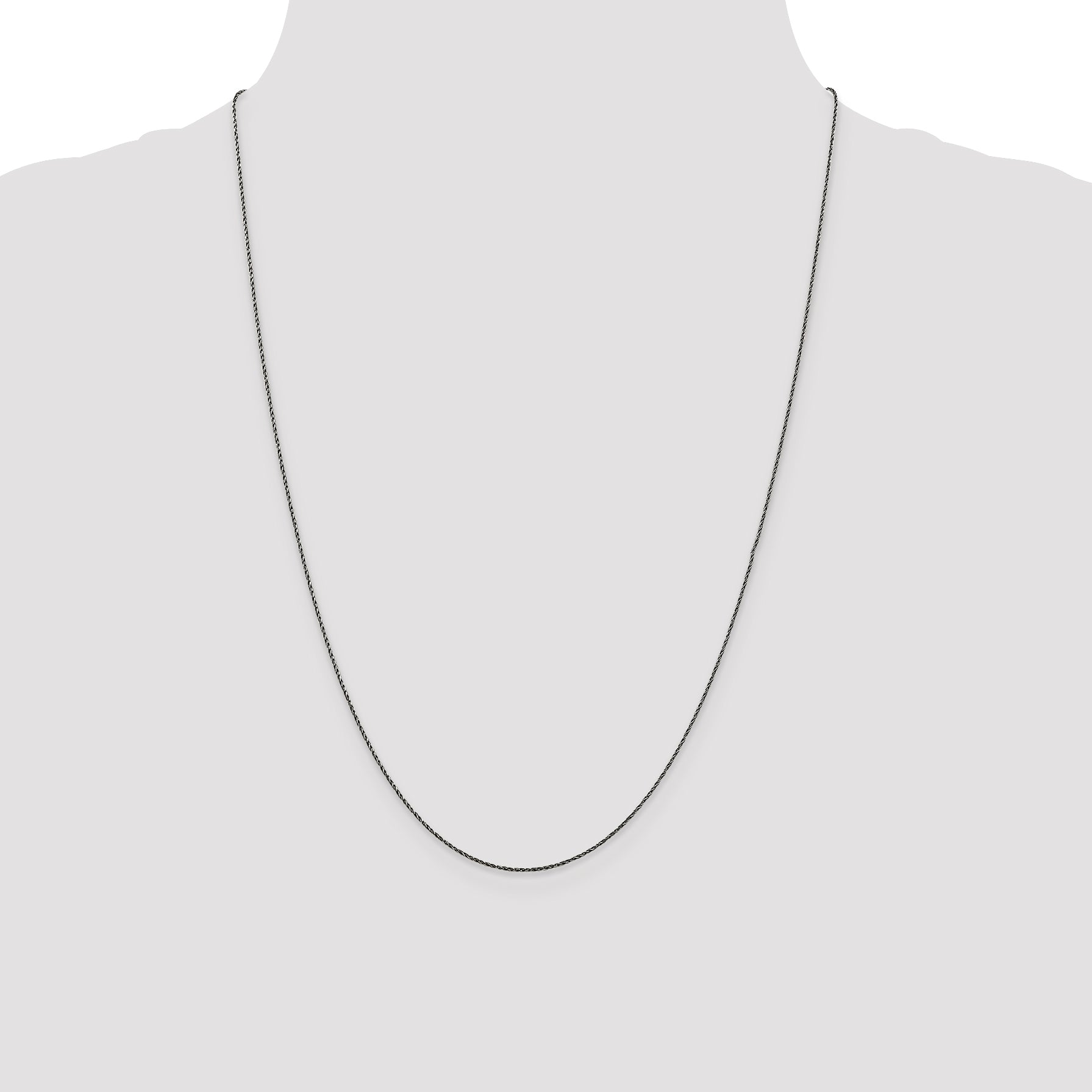 Sterling Silver Ruthenium-plated .75mm Twisted Tight Wheat Chain