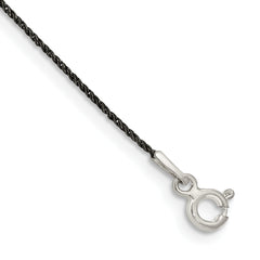 Sterling Silver Ruthenium-plated .75mm Twisted Tight Wheat Chain