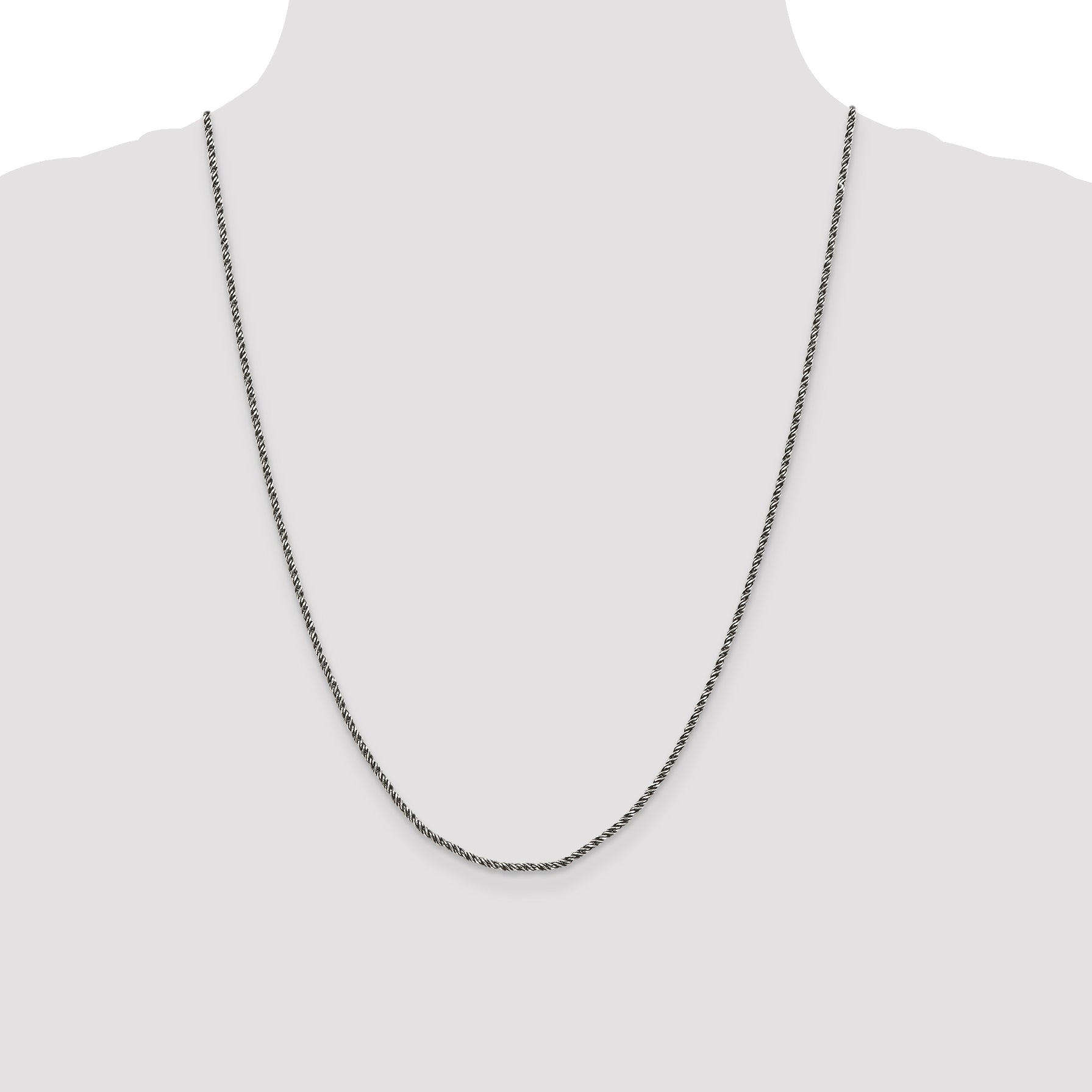 Sterling Silver Ruthenium-plated 1.7mm Twisted Tight Wheat Chain