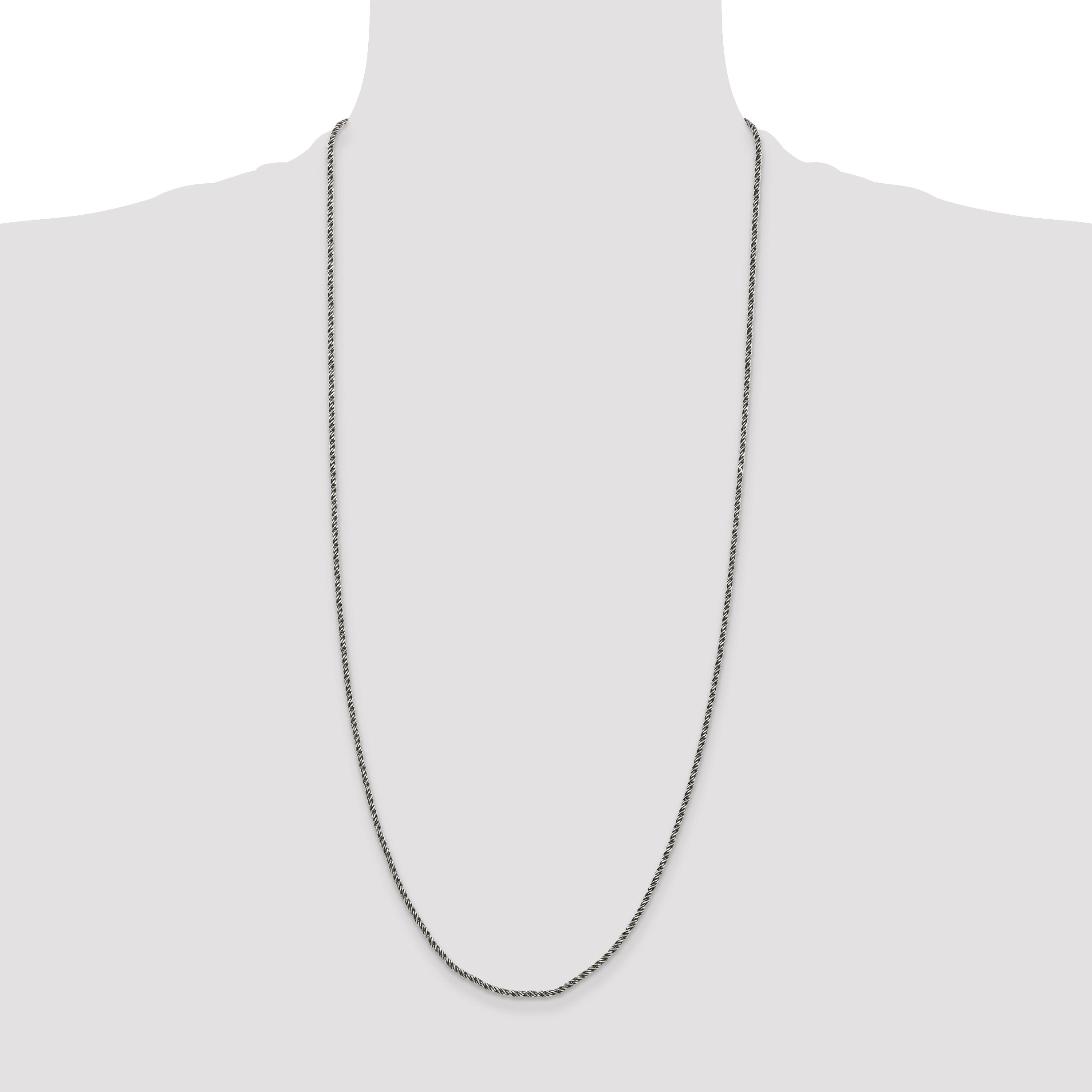 Sterling Silver Ruthenium-plated 1.7mm Twisted Tight Wheat Chain