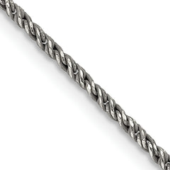 Sterling Silver Ruthenium-plated 1.7mm Twisted Tight Wheat Chain