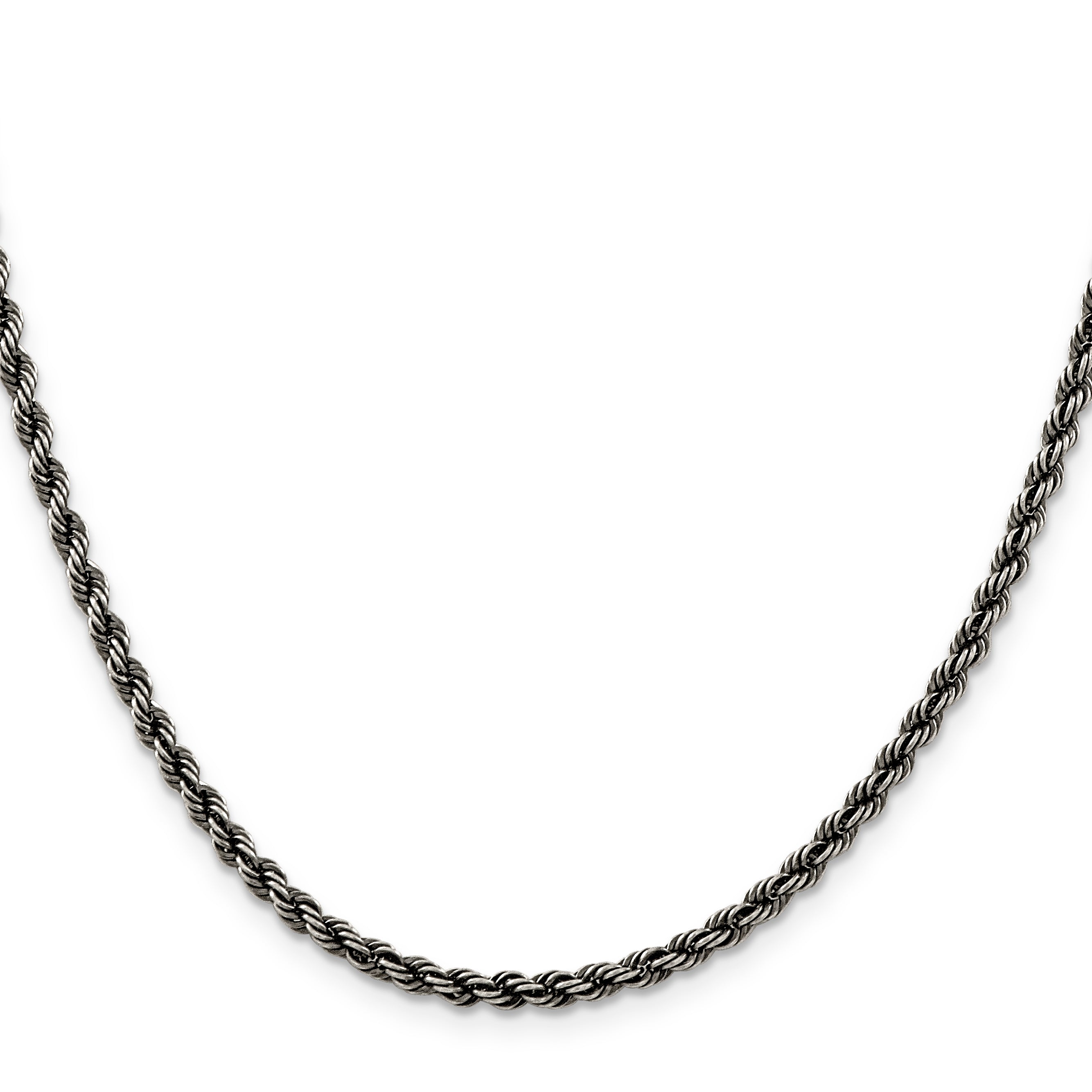 Sterling Silver Ruthenium-plated 3mm Rope Chain