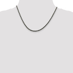 Sterling Silver Ruthenium-plated 3mm Rope Chain