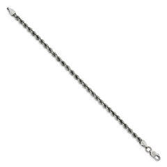 Sterling Silver Ruthenium-plated 4mm Rope Chain