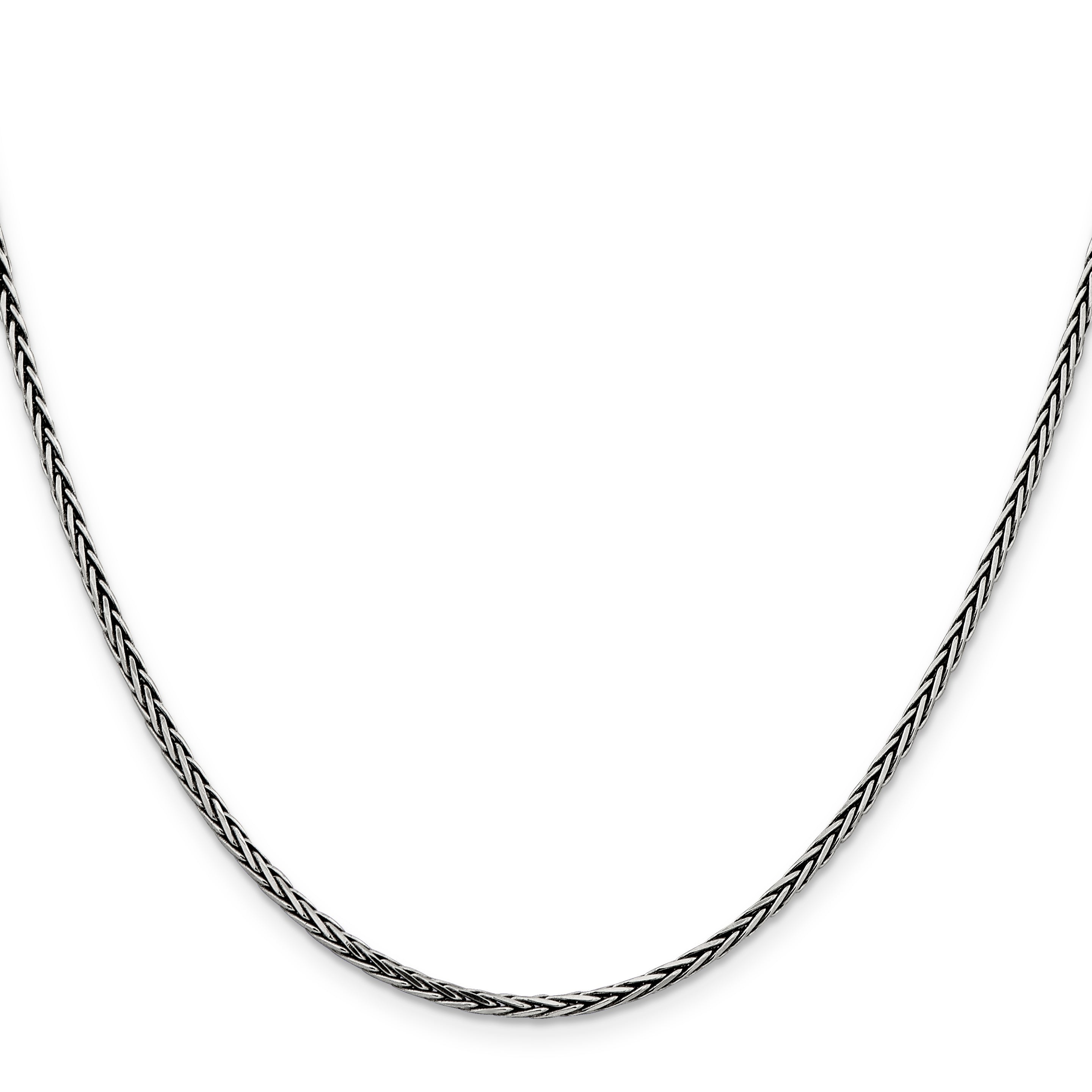 Sterling Silver Antiqued 2.2mm Solid Square Spiga Chain