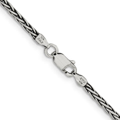 Sterling Silver Antiqued 2.2mm Solid Square Spiga Chain