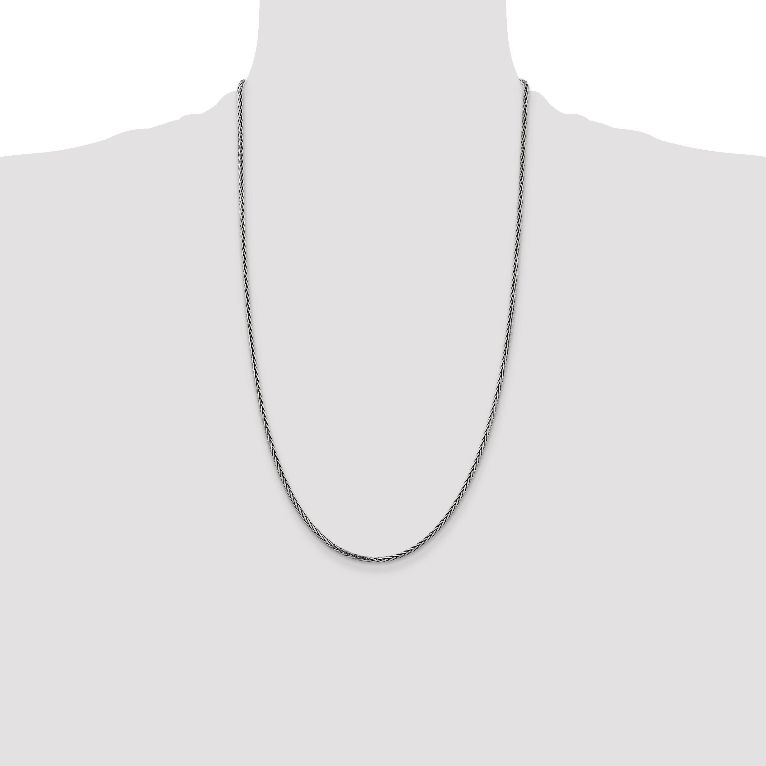 Sterling Silver Antiqued 2.2mm Solid Square Spiga Chain