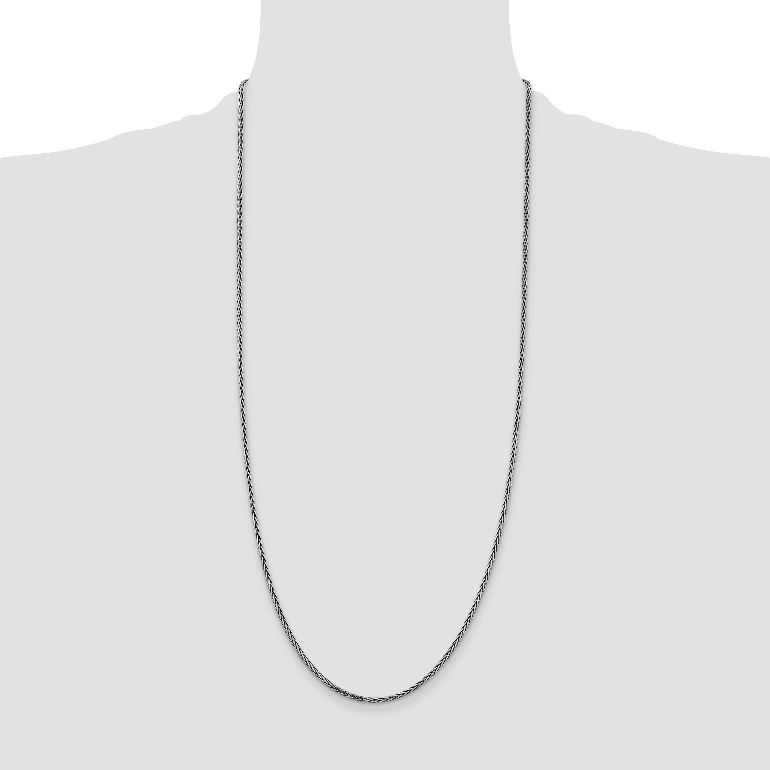 Sterling Silver Antiqued 2.2mm Solid Square Spiga Chain