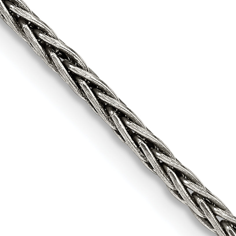 Sterling Silver Antiqued 2.2mm Solid Square Spiga Chain