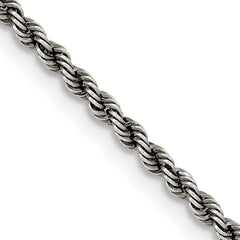 Sterling Silver Ruthenium-plated 2.3mm Rope Chain