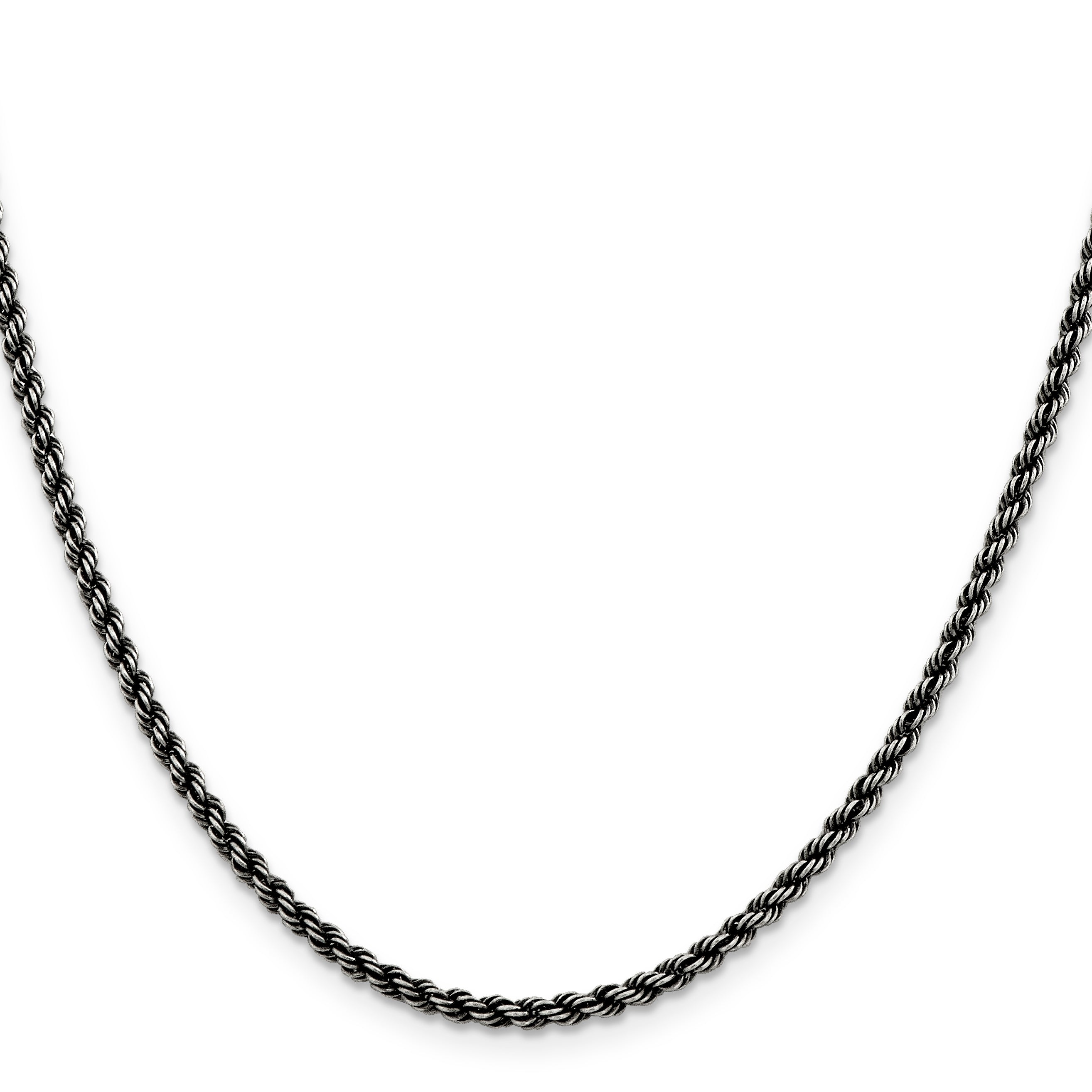 Sterling Silver Ruthenium-plated 2.5mm Rope Chain