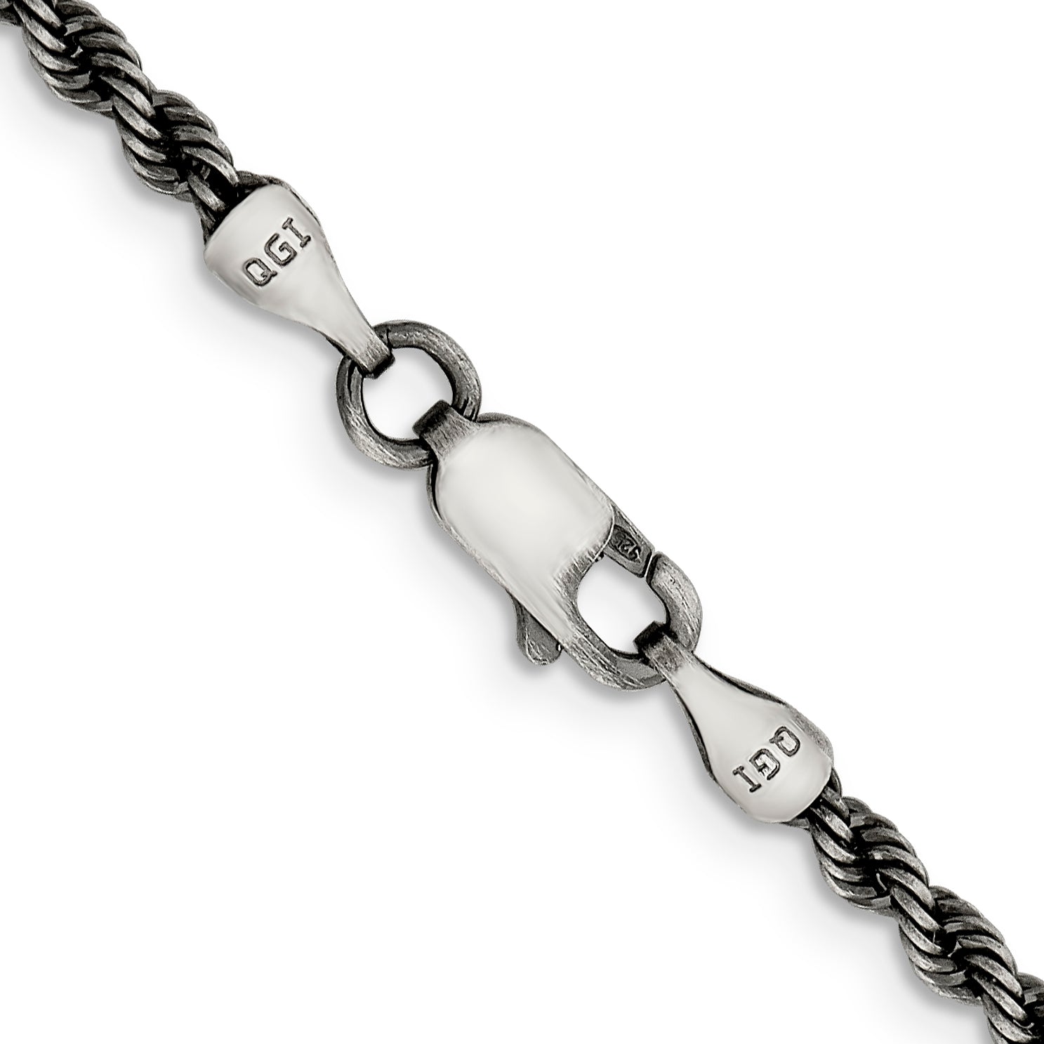 Sterling Silver Ruthenium-plated 2.5mm Rope Chain