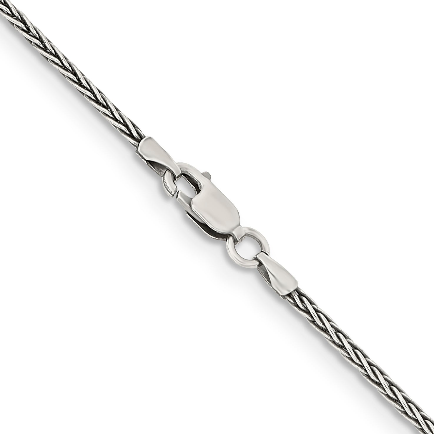 Sterling Silver Antiqued 1.6mm Solid Square Spiga Chain