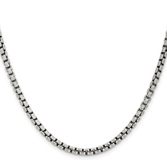 Sterling Silver Antiqued 3.6mm Round Box Chain