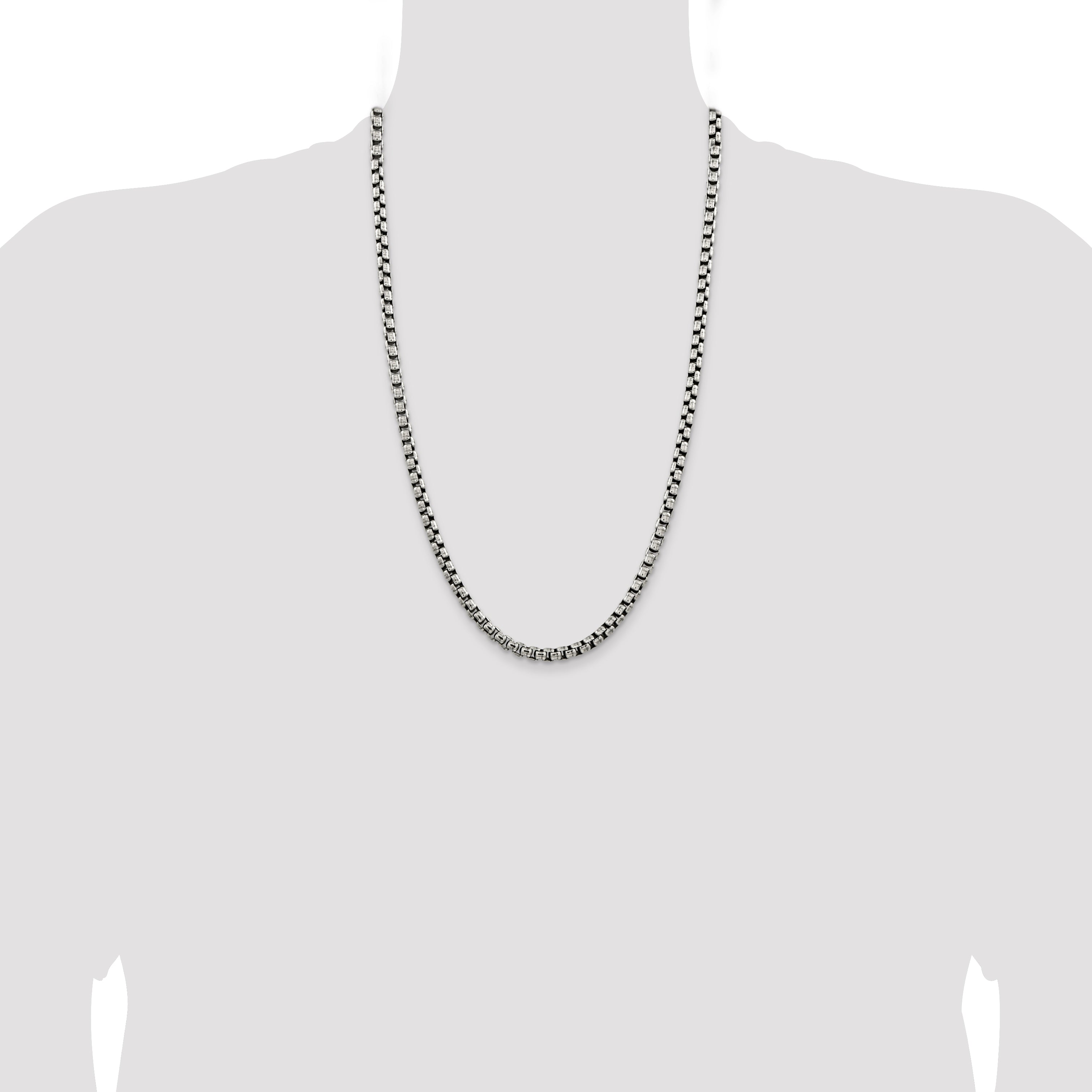 Sterling Silver Antiqued 5.2mm Round Box Chain