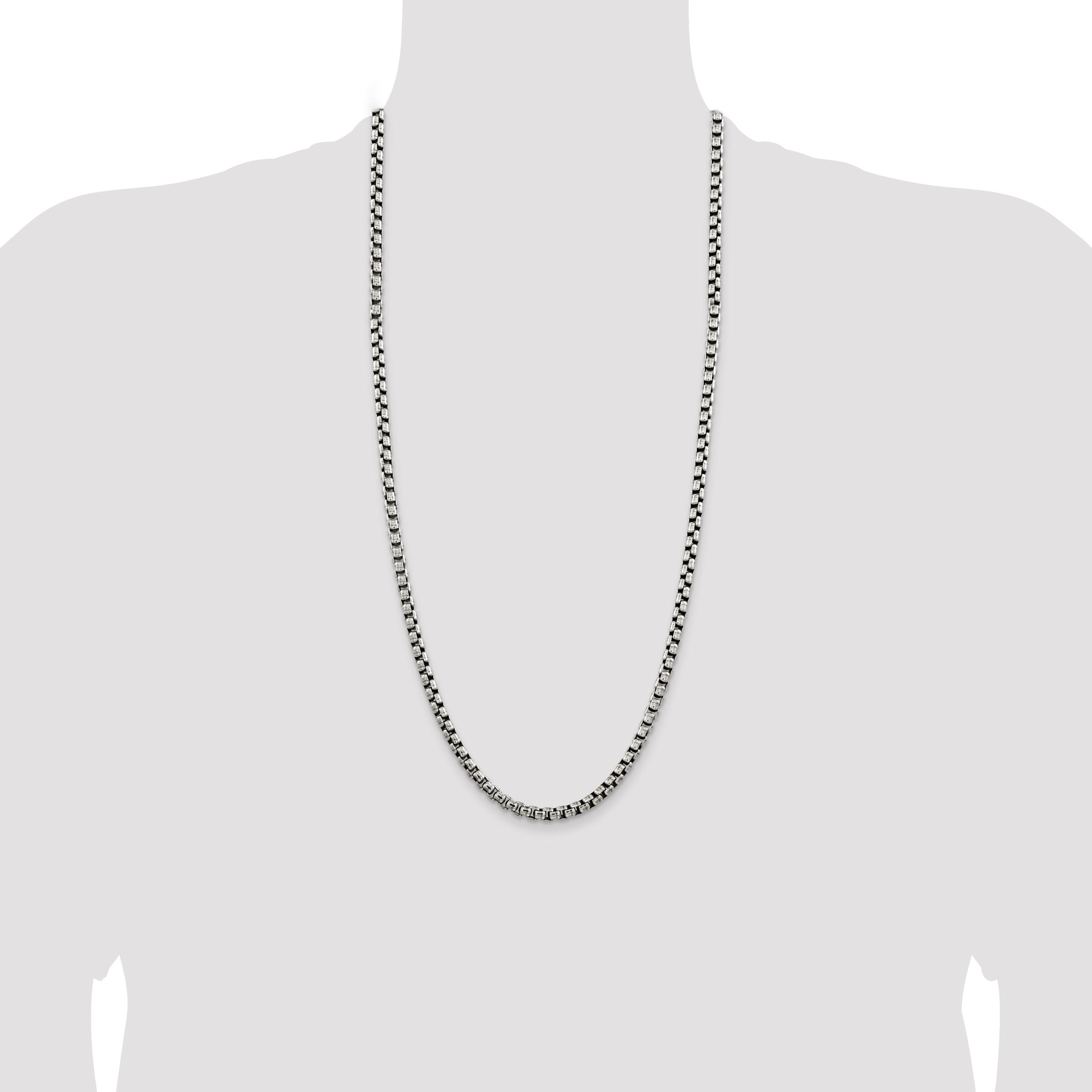 Sterling Silver Antiqued 5.2mm Round Box Chain