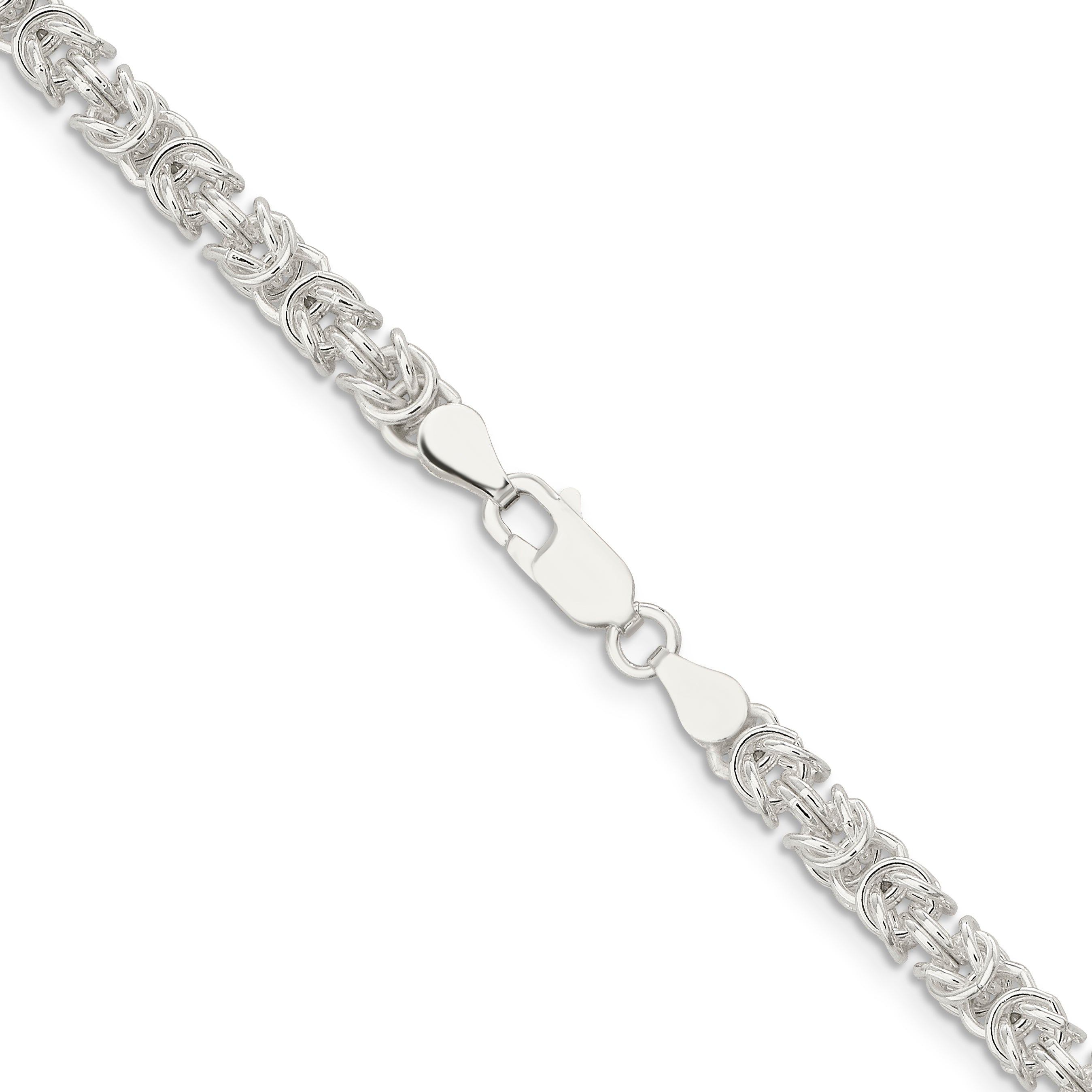 Sterling Silver 4.75mm Rounded Byzantine Chain