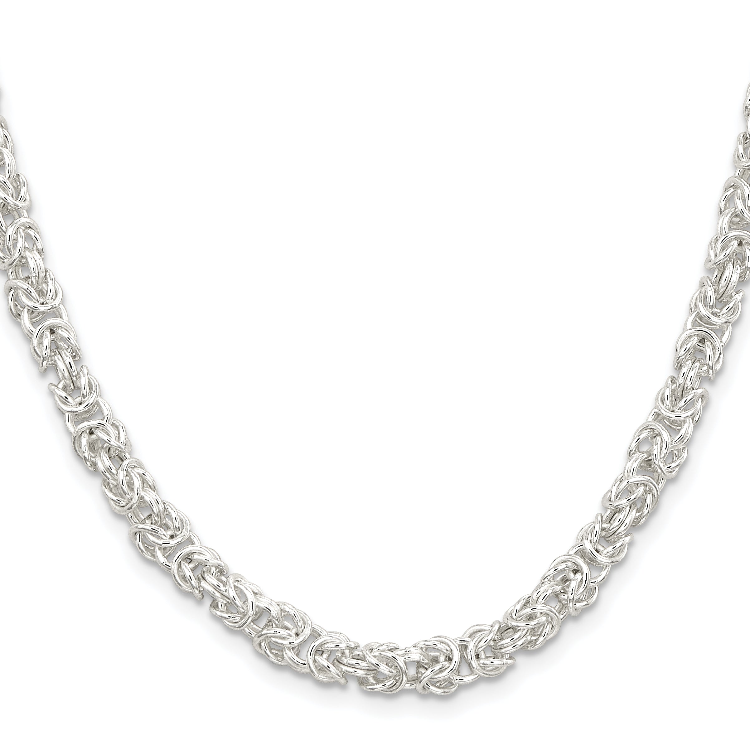 Sterling Silver 5.5mm Rounded Byzantine Chain