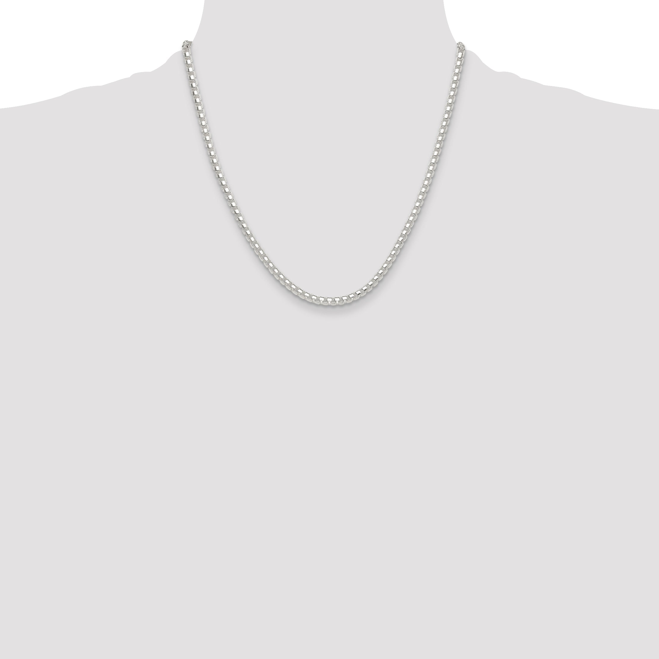 Sterling Silver Polished 4mm Round Box Chain