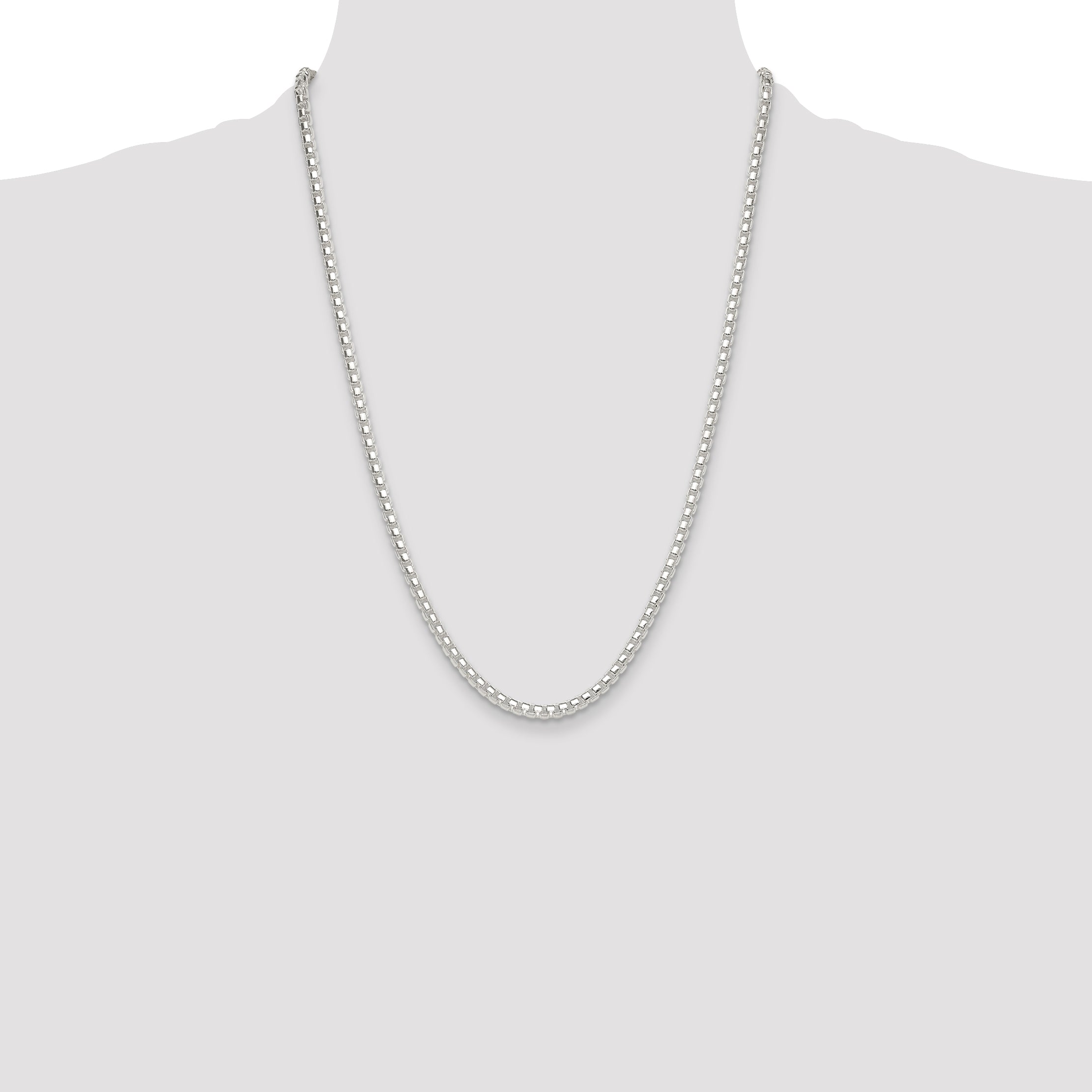 Sterling Silver Polished 4mm Round Box Chain