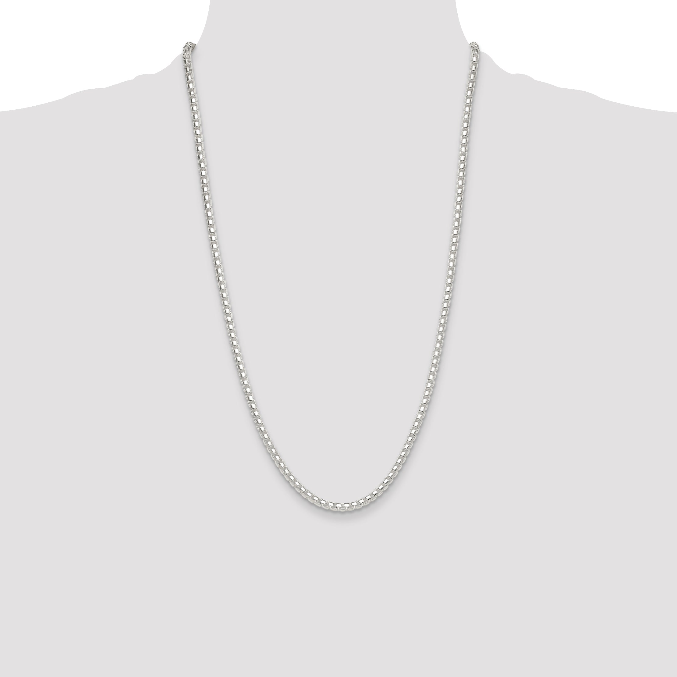 Sterling Silver Polished 4mm Round Box Chain