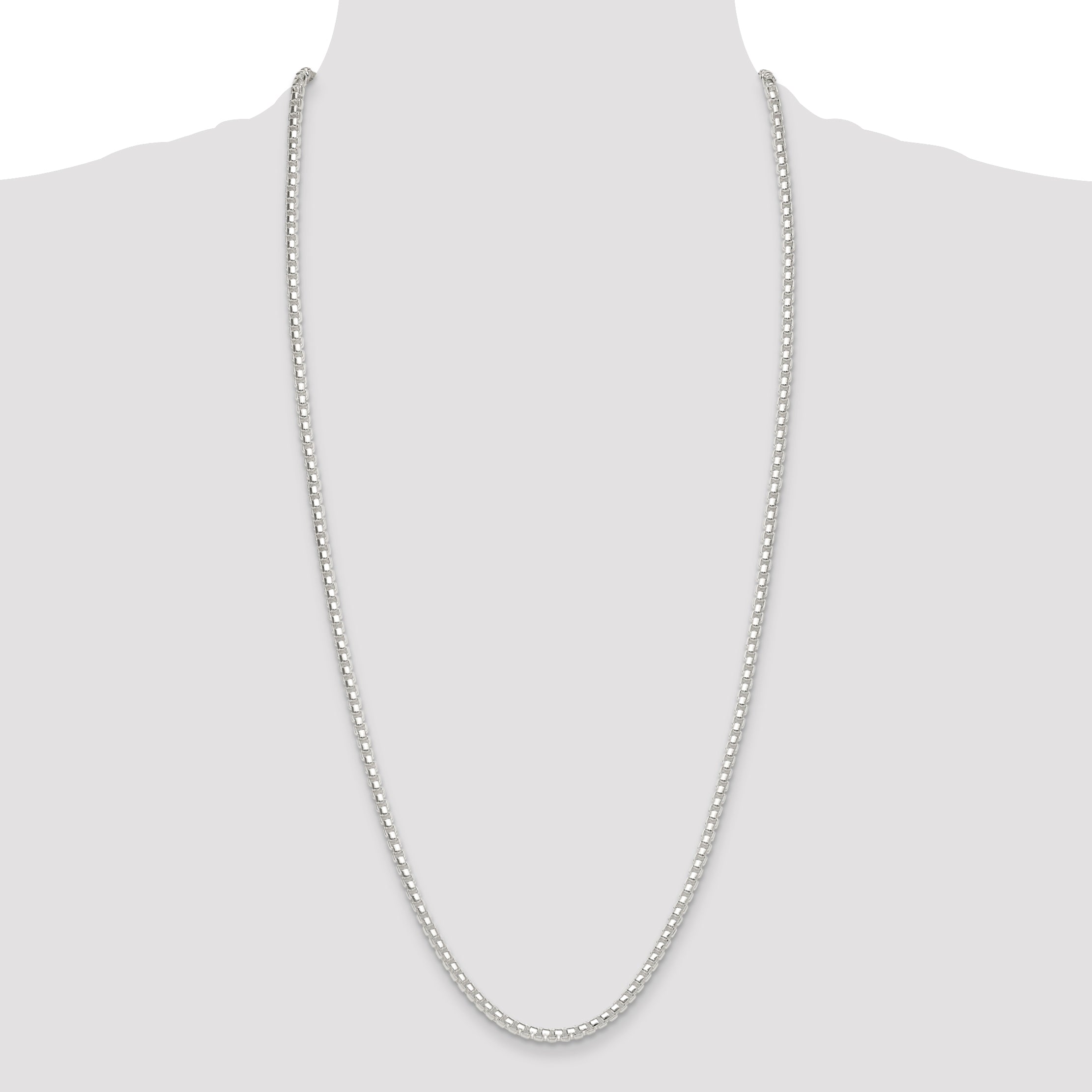 Sterling Silver Polished 4mm Round Box Chain