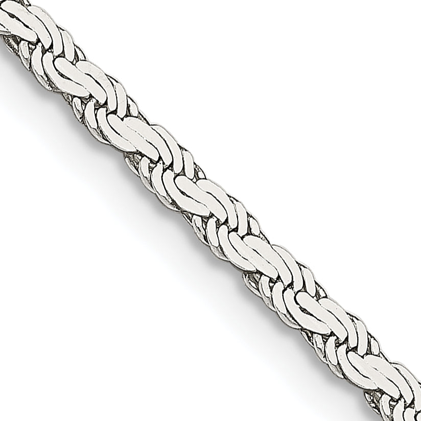 Sterling Silver 2.25mm Flat Rope Chain