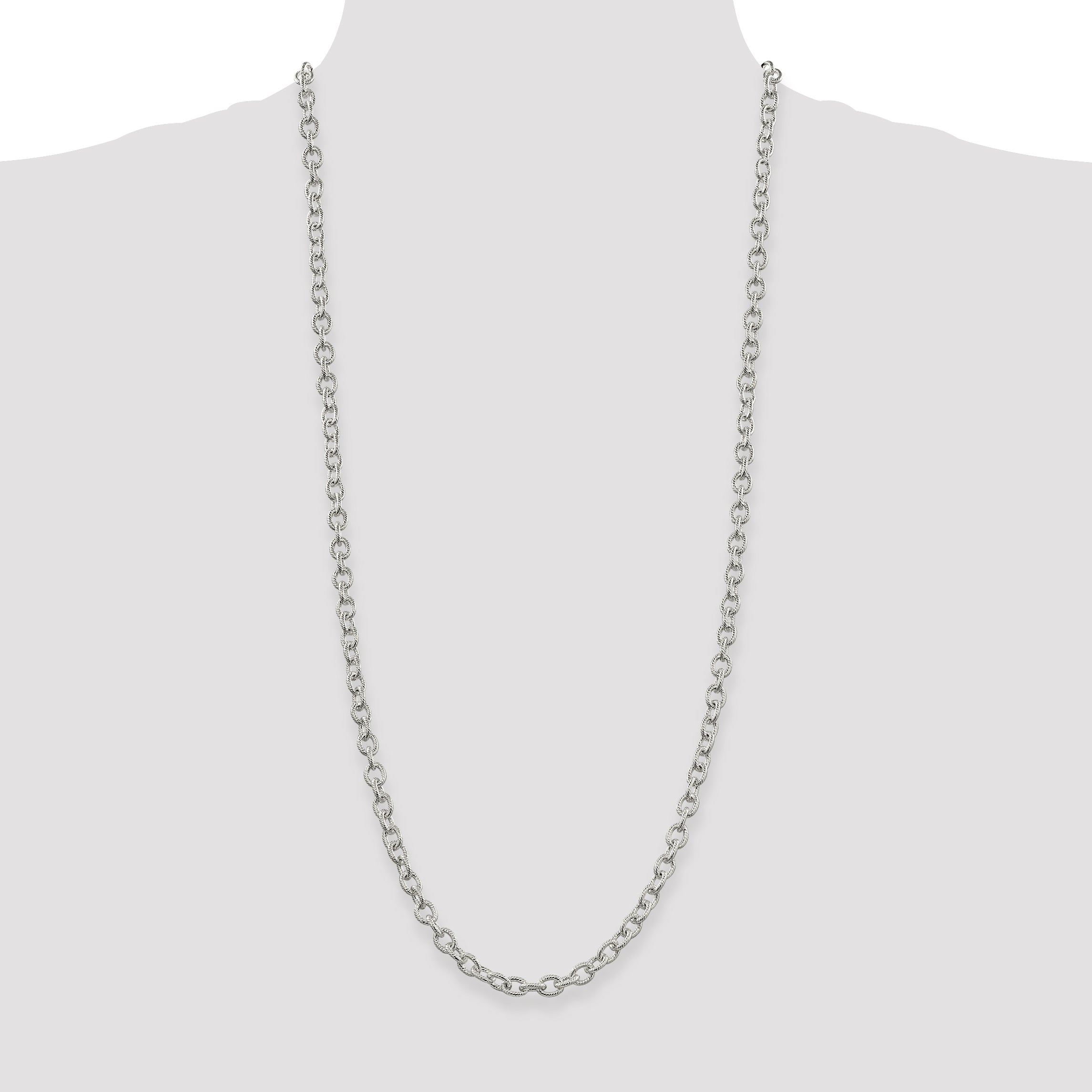 Sterling Silver 6.25mm Fancy Patterned Rolo Chain