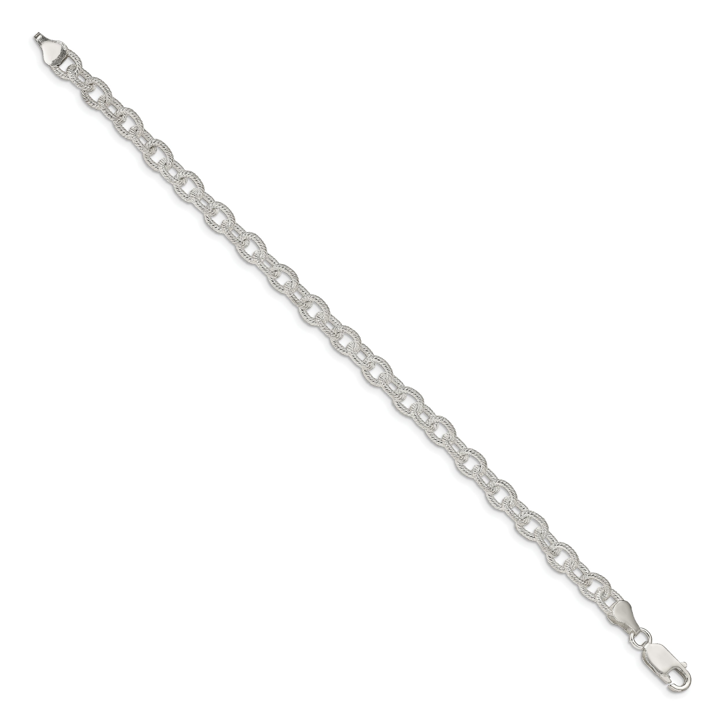 Sterling Silver 6.25mm Fancy Patterned Rolo Chain