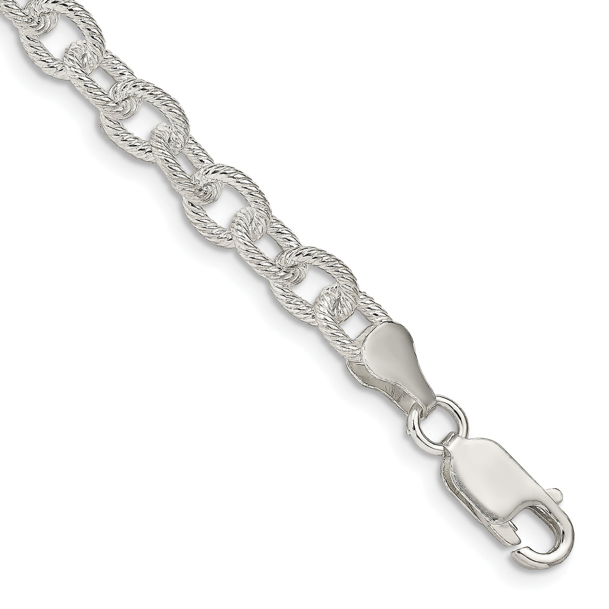 Sterling Silver 6.25mm Fancy Patterned Rolo Chain