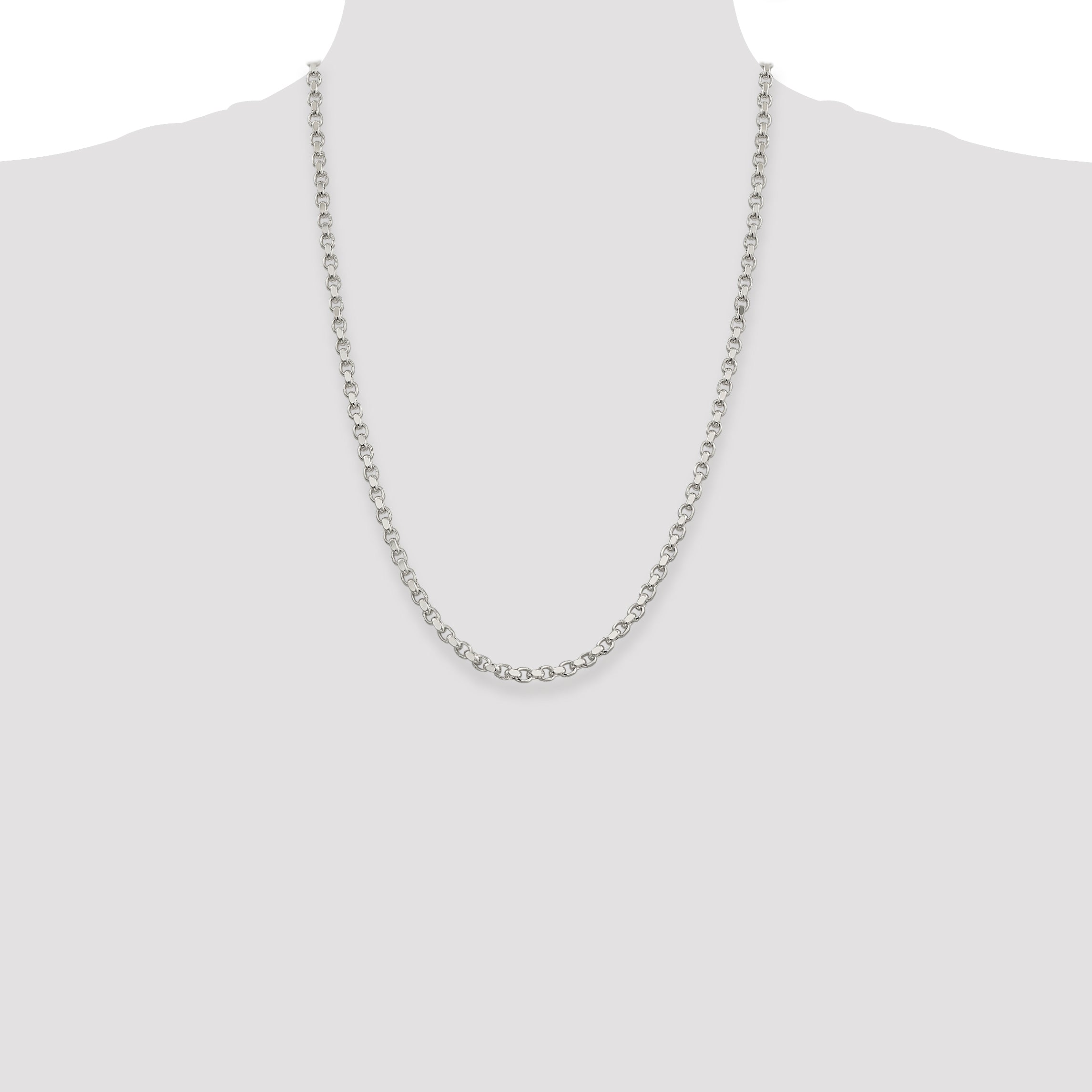 Sterling Silver 4mm Diamond-cut Rolo Chain