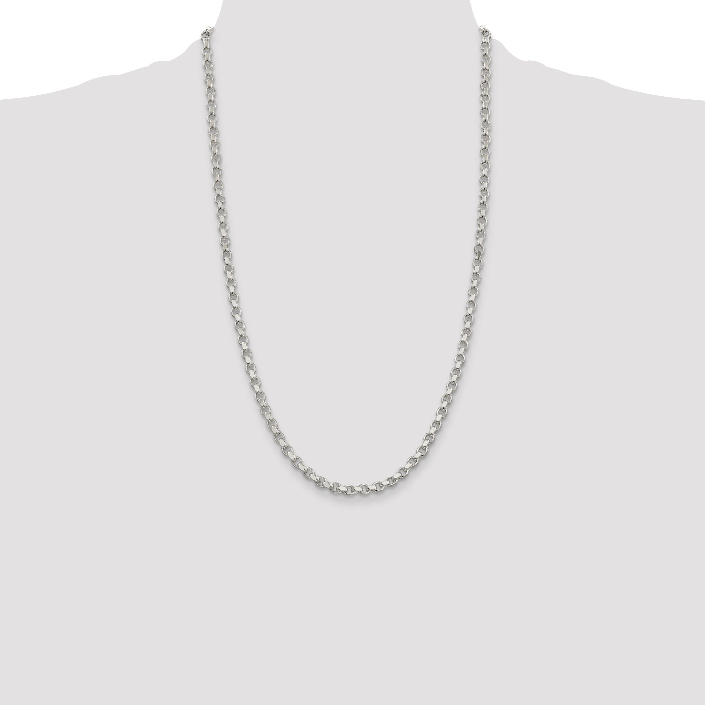 Sterling Silver 4mm Diamond-cut Rolo Chain