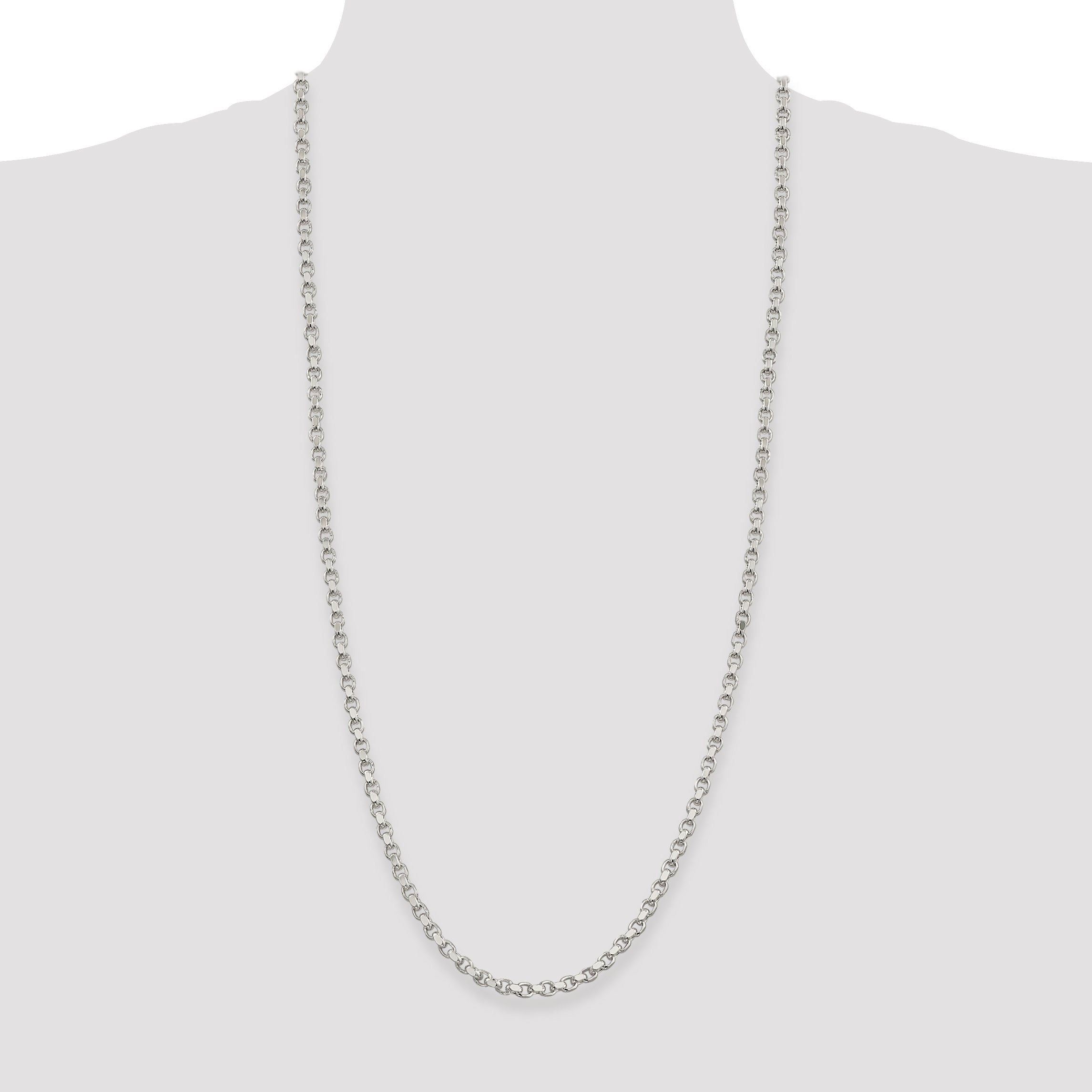 Sterling Silver 4mm Diamond-cut Rolo Chain