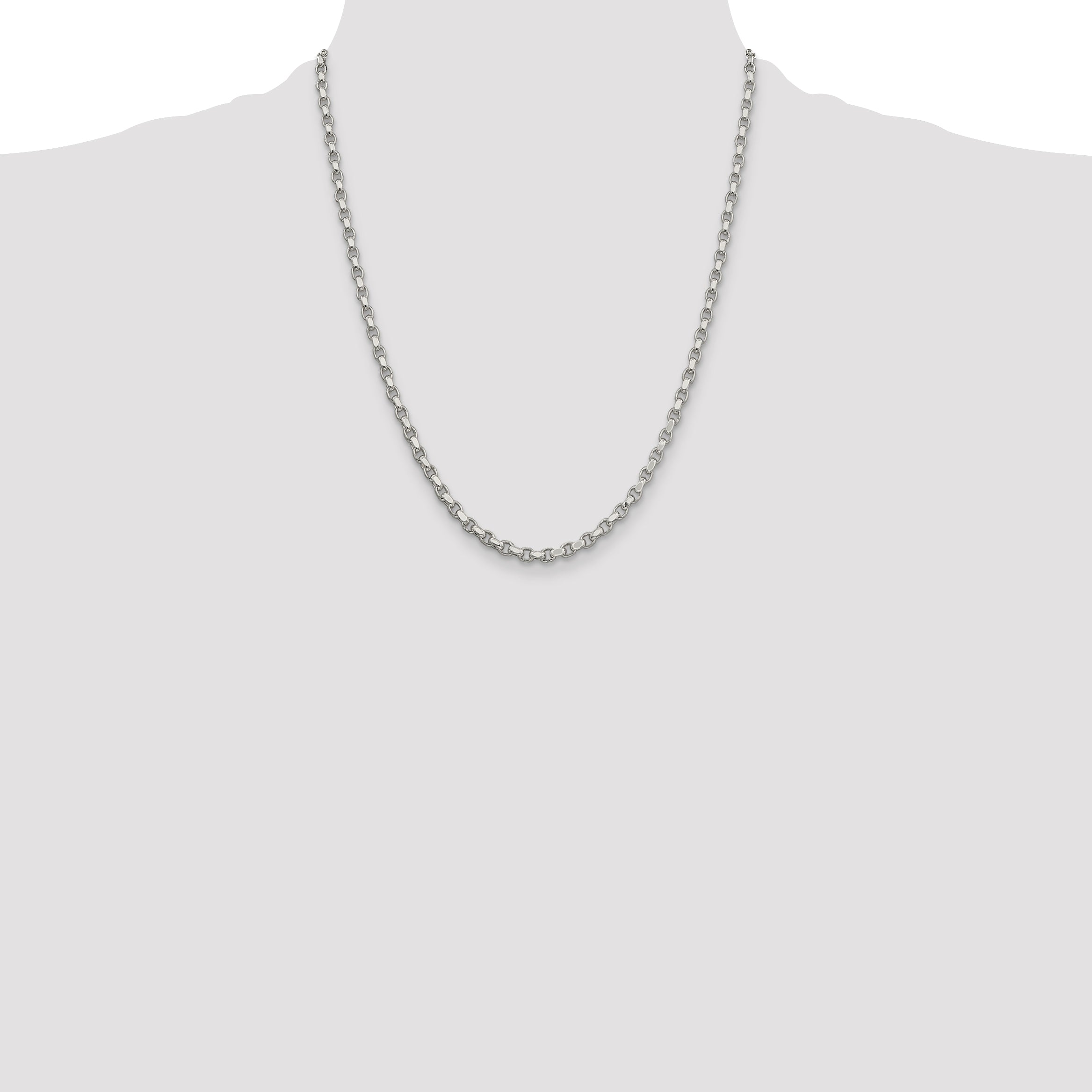 Sterling Silver 3.5mm Diamond-cut Rolo Chain