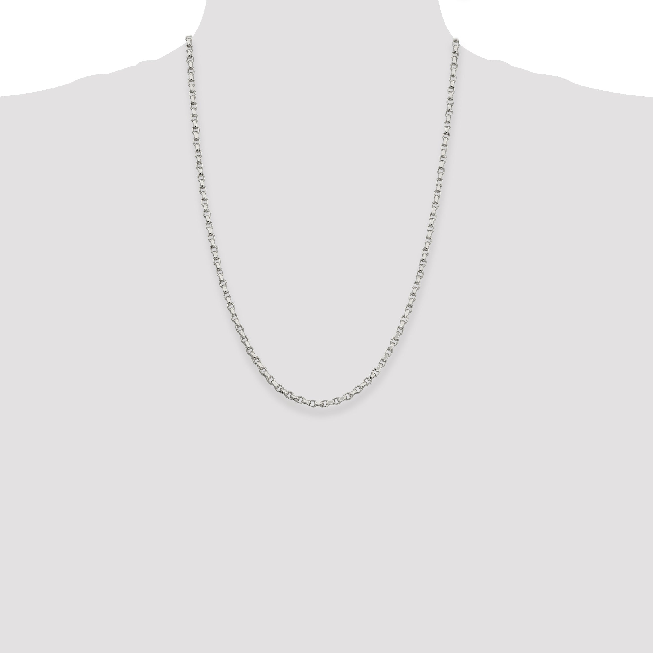 Sterling Silver 3.5mm Diamond-cut Rolo Chain