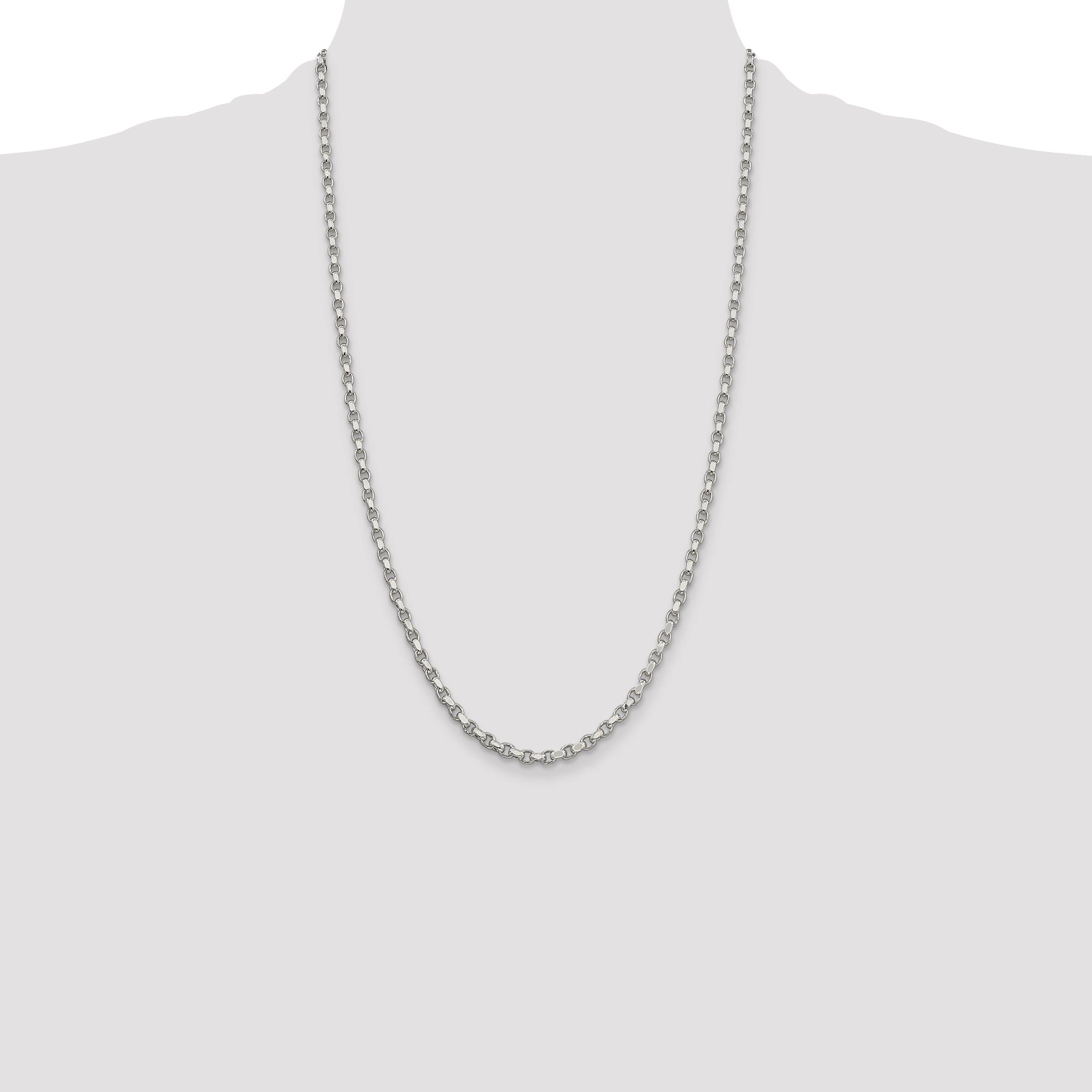 Sterling Silver 3.5mm Diamond-cut Rolo Chain