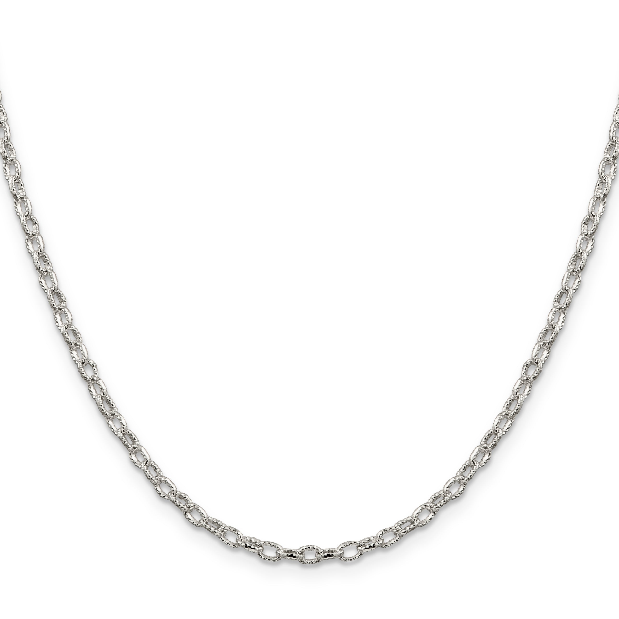 Sterling Silver 3mm Fancy Patterned Rolo Chain