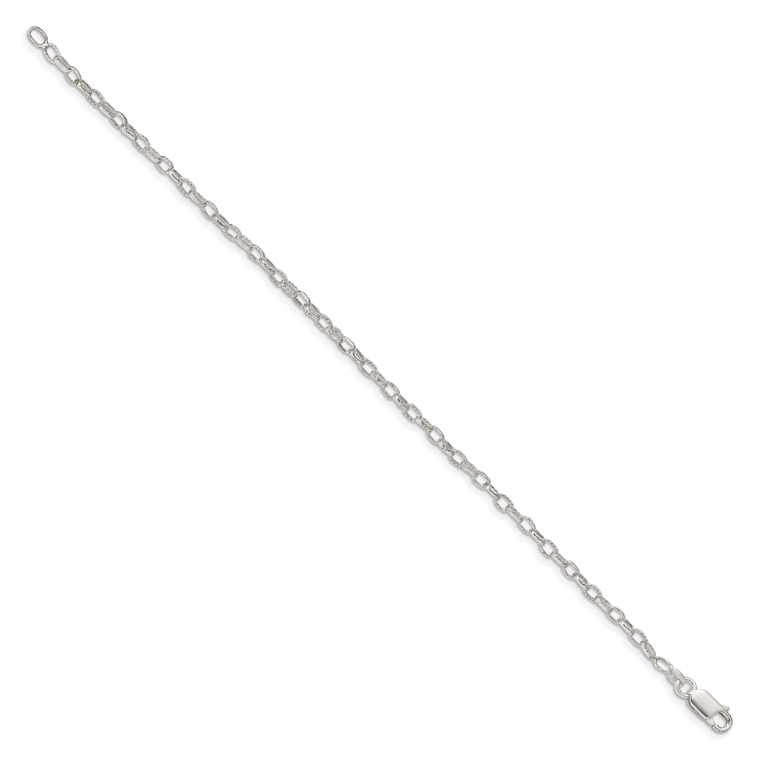 Sterling Silver 3mm Fancy Patterned Rolo Chain