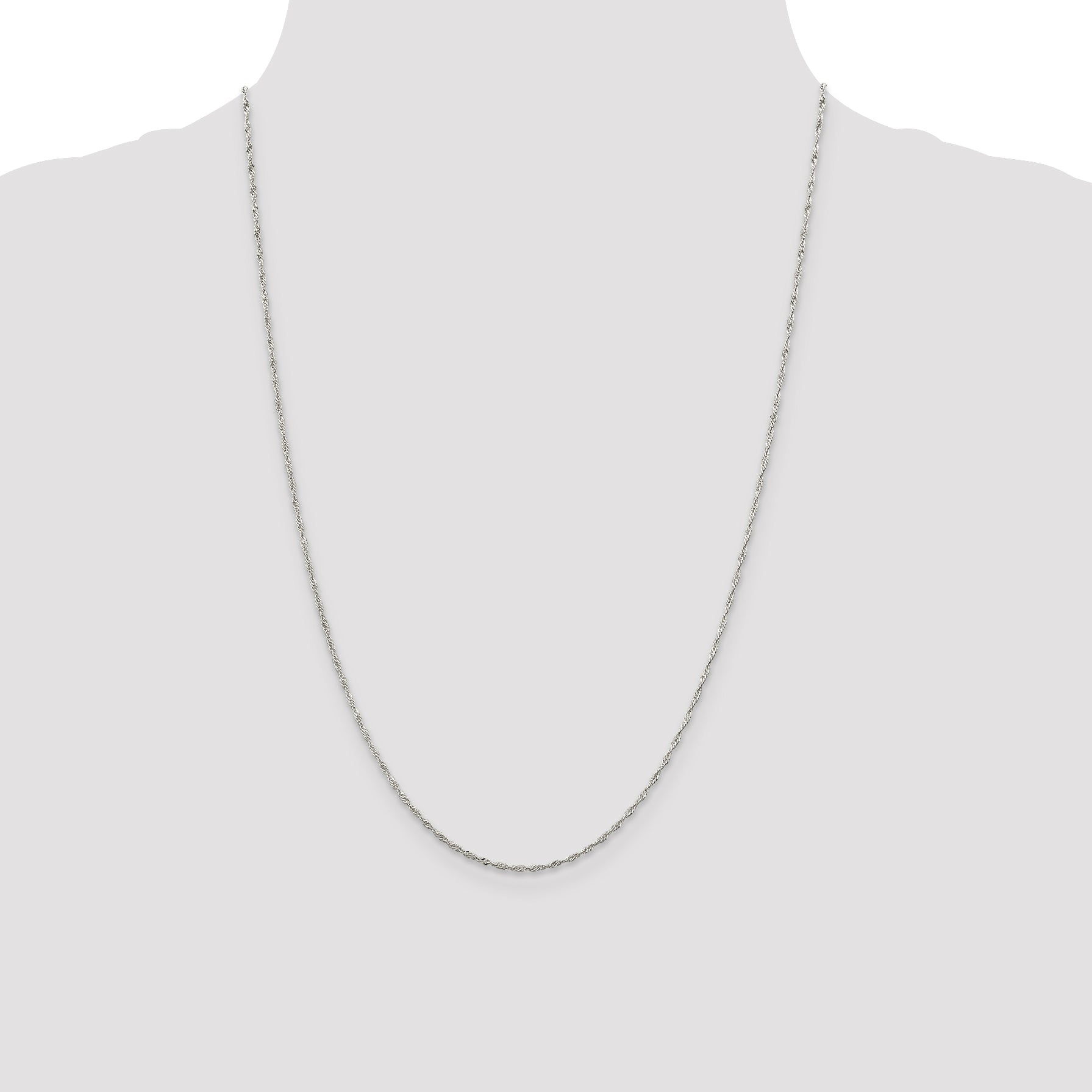 Sterling Silver Rhodium-plated 1.4mm Singapore Chain